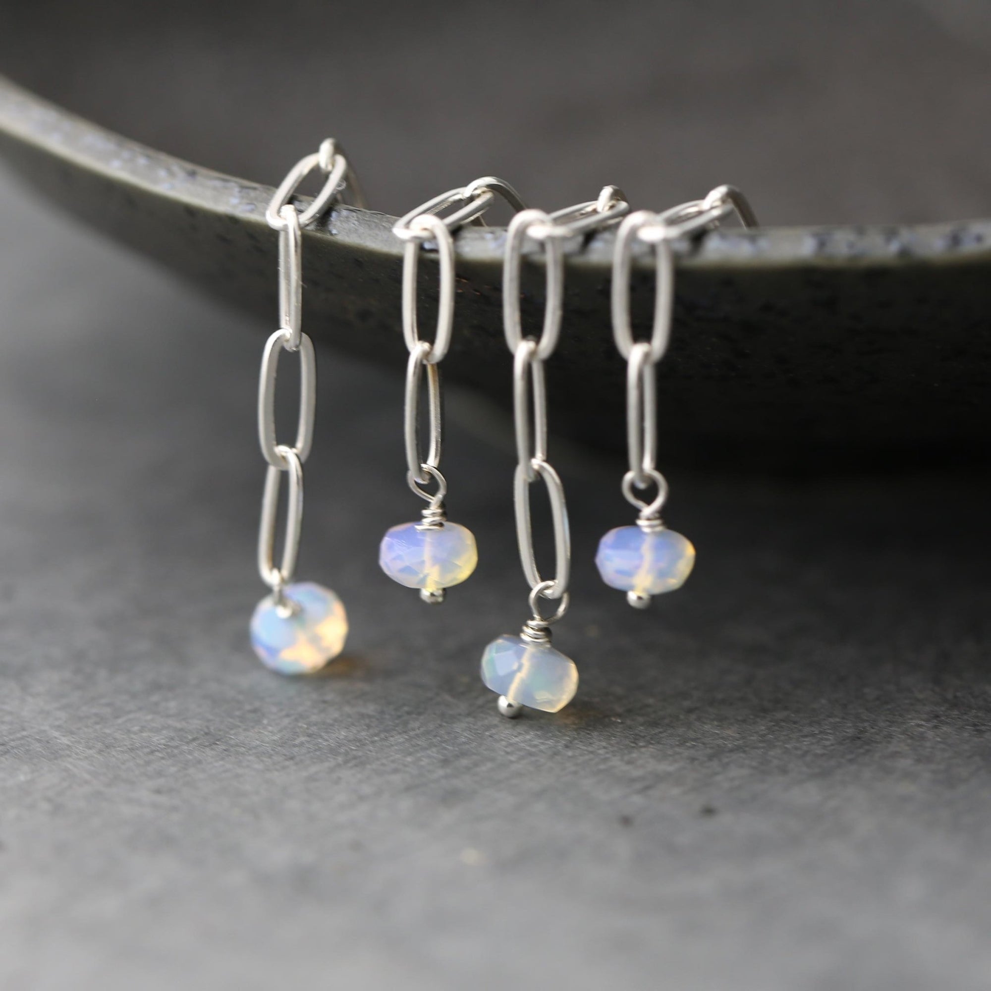 Opal Chain Earrings jewelry handmade by Burnish