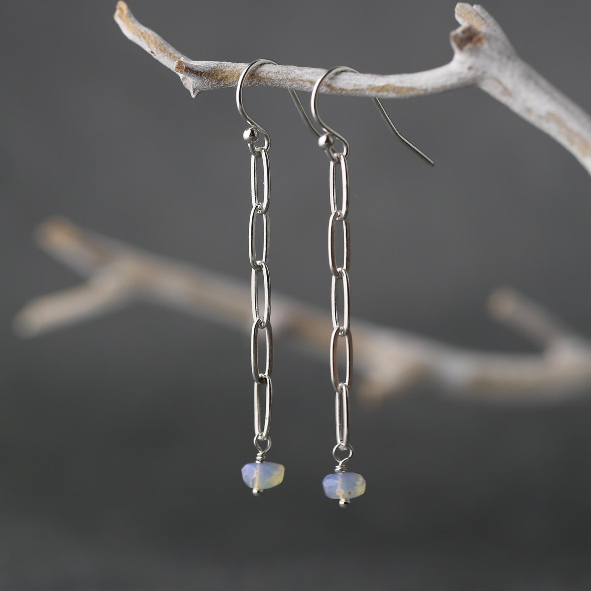 Opal Chain Earrings jewelry handmade by Burnish