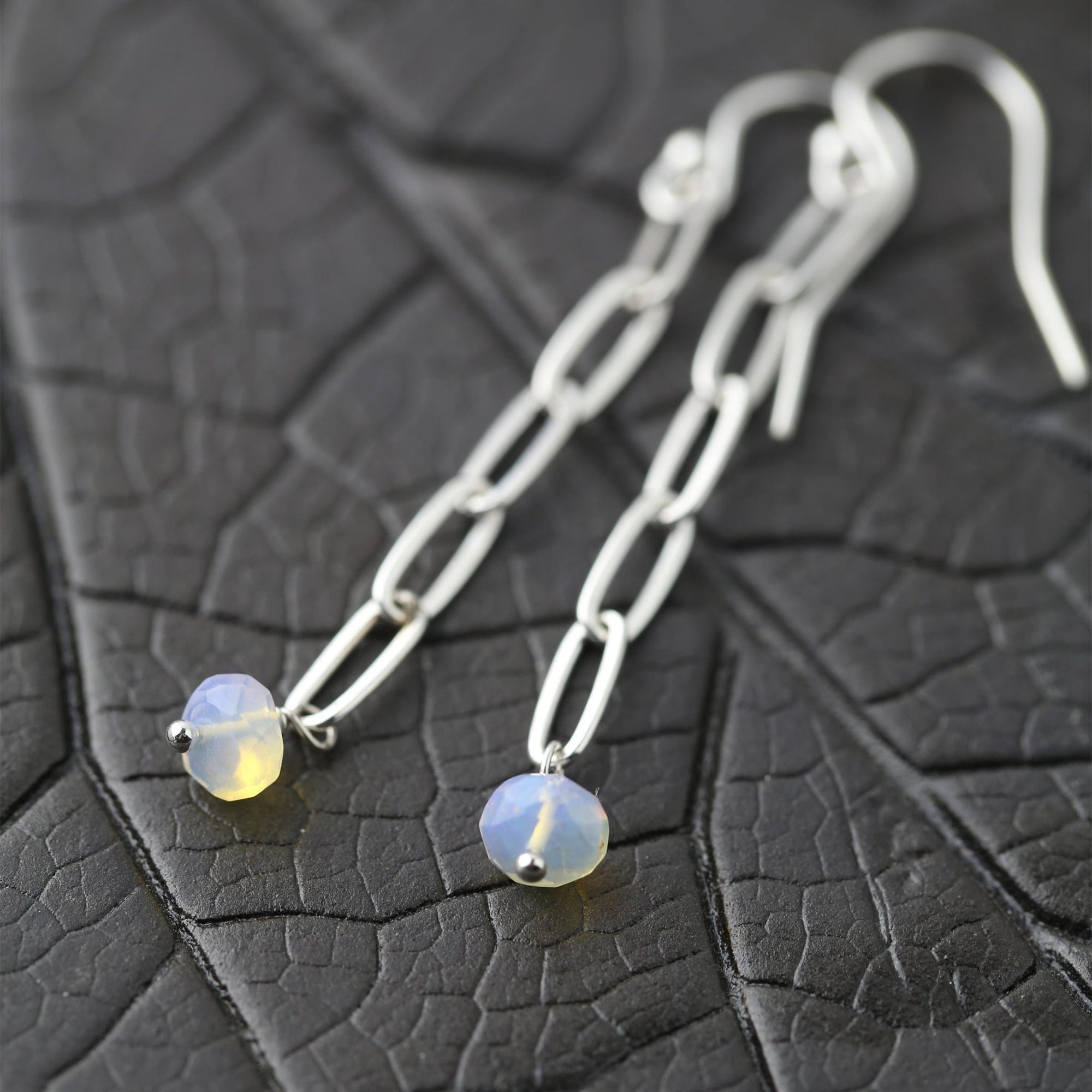 Opal Chain Earrings jewelry handmade by Burnish