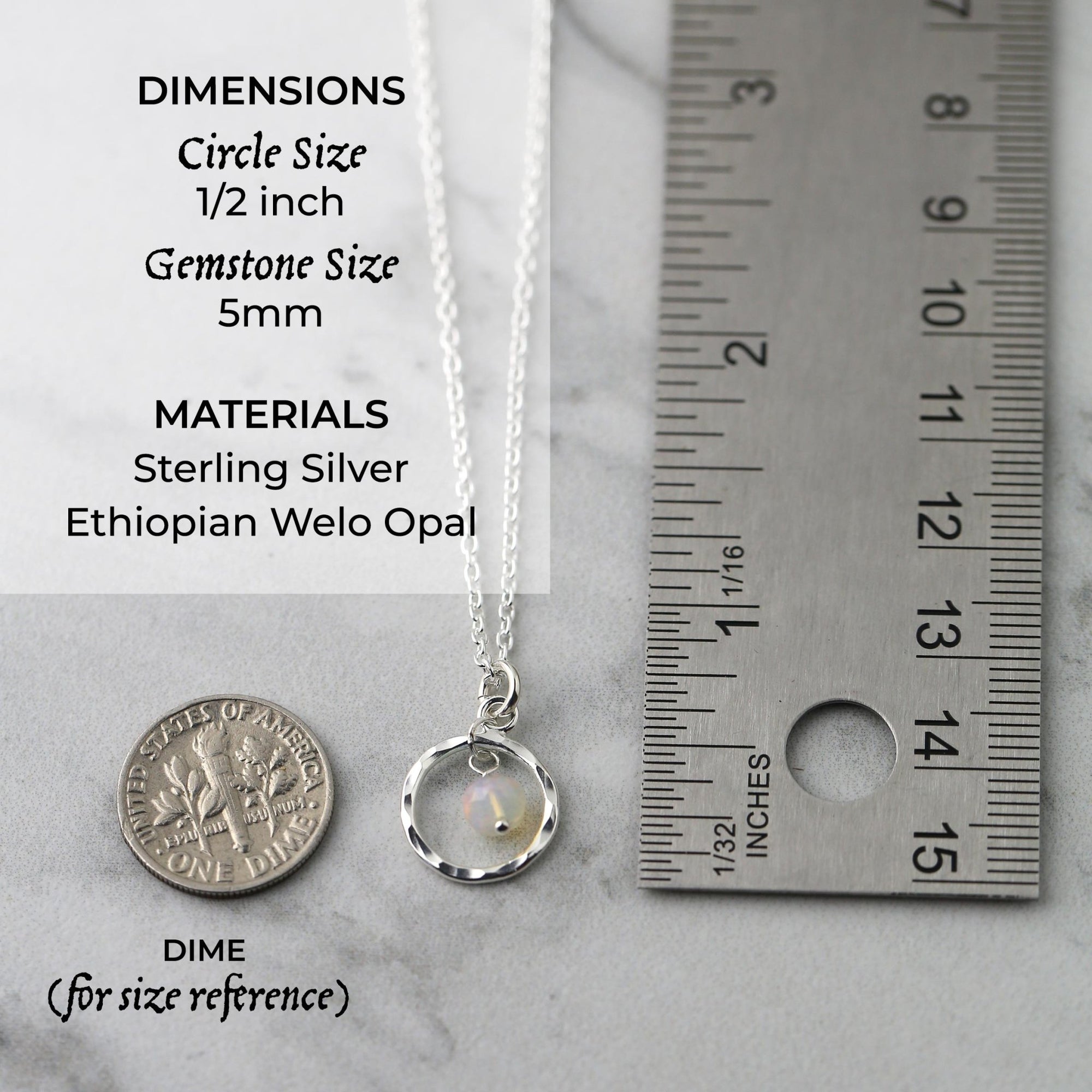 Opal Circle Necklace jewelry handmade by Burnish