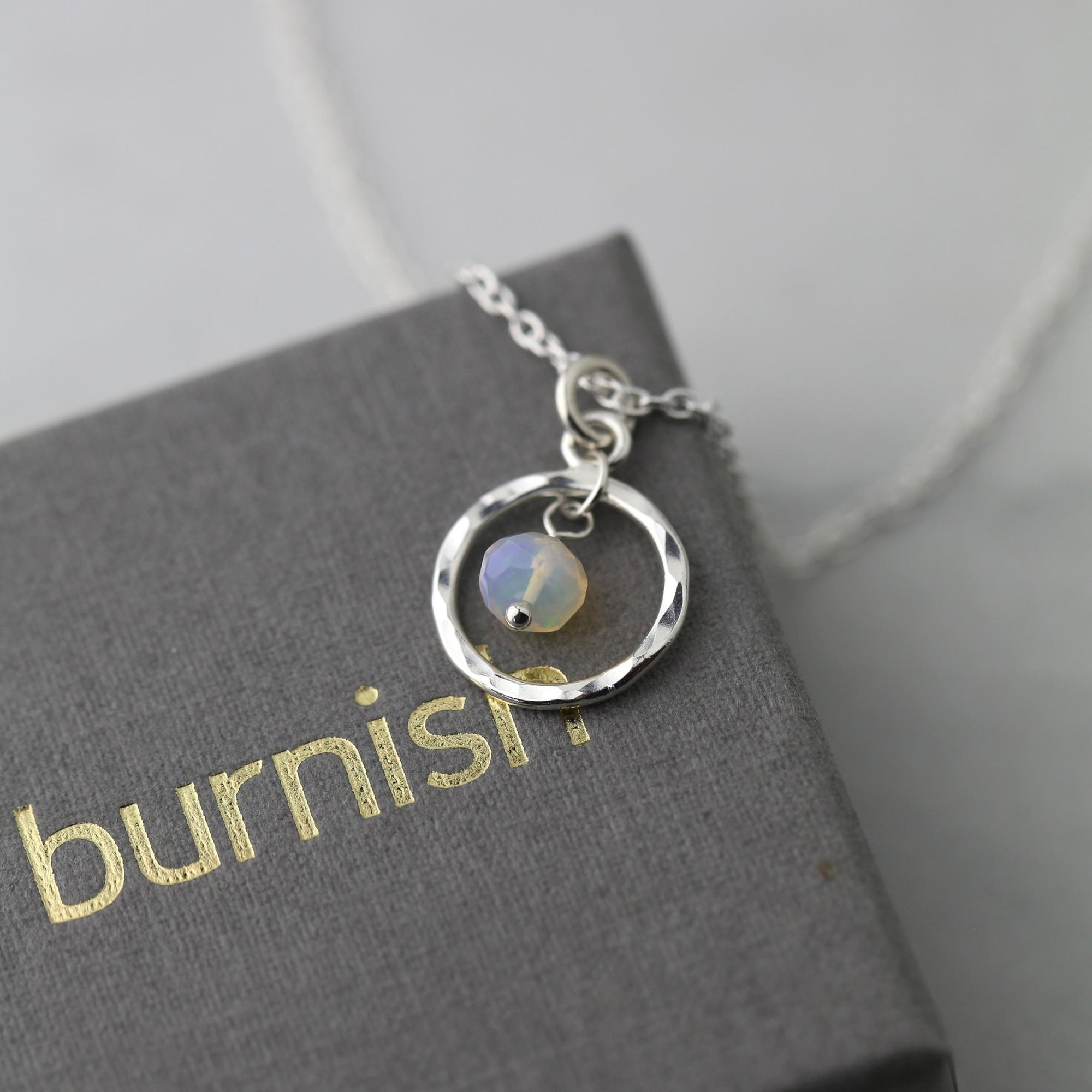 Opal Circle Necklace jewelry handmade by Burnish