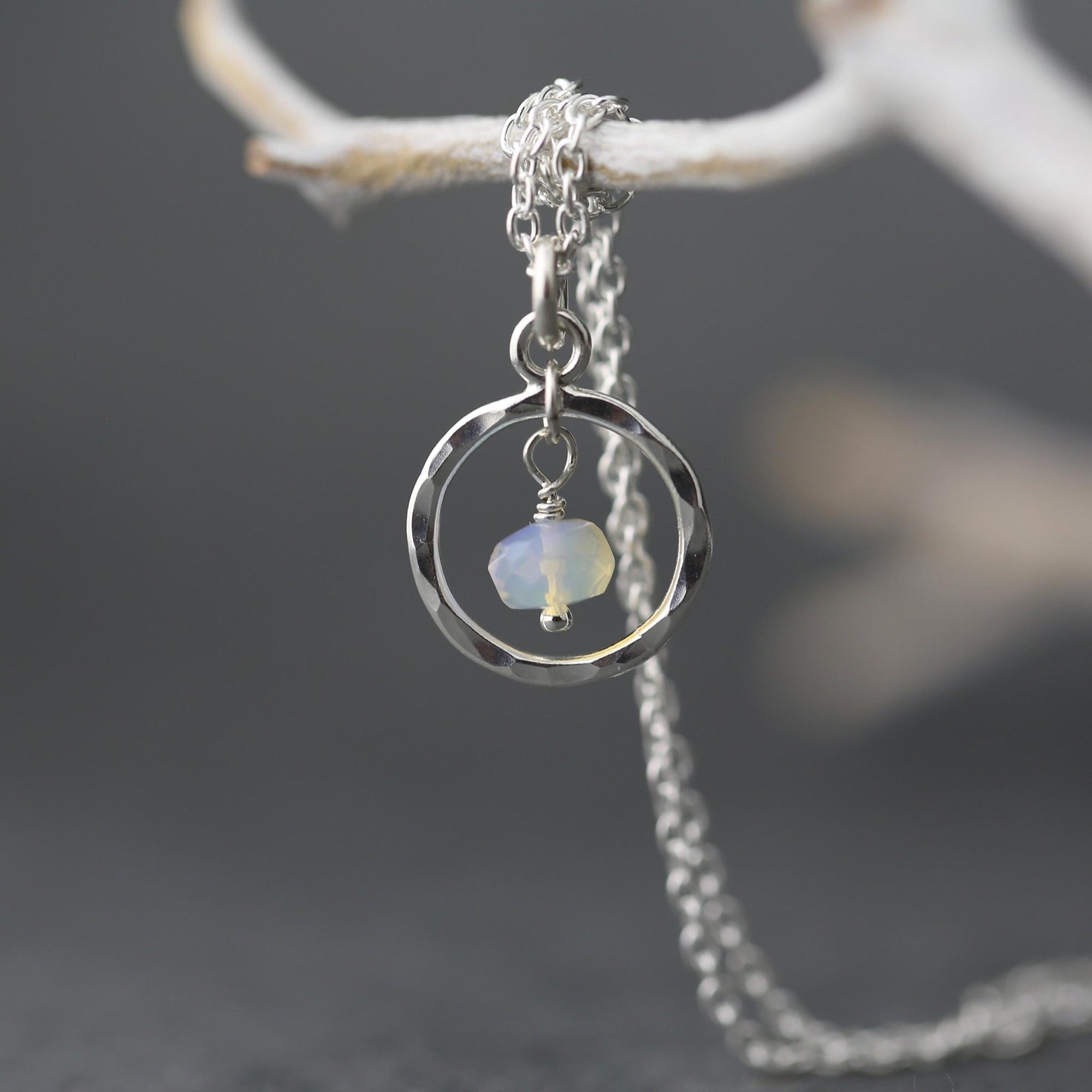 Opal Circle Necklace jewelry handmade by Burnish