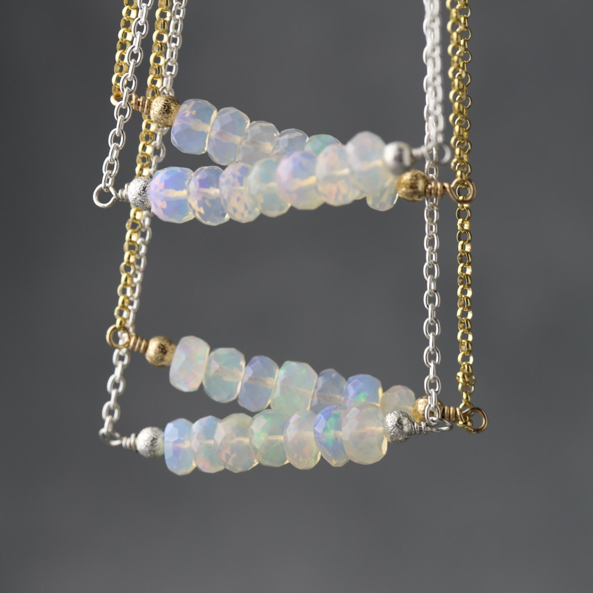 Opal Gemstone Bar Necklace jewelry handmade by Burnish