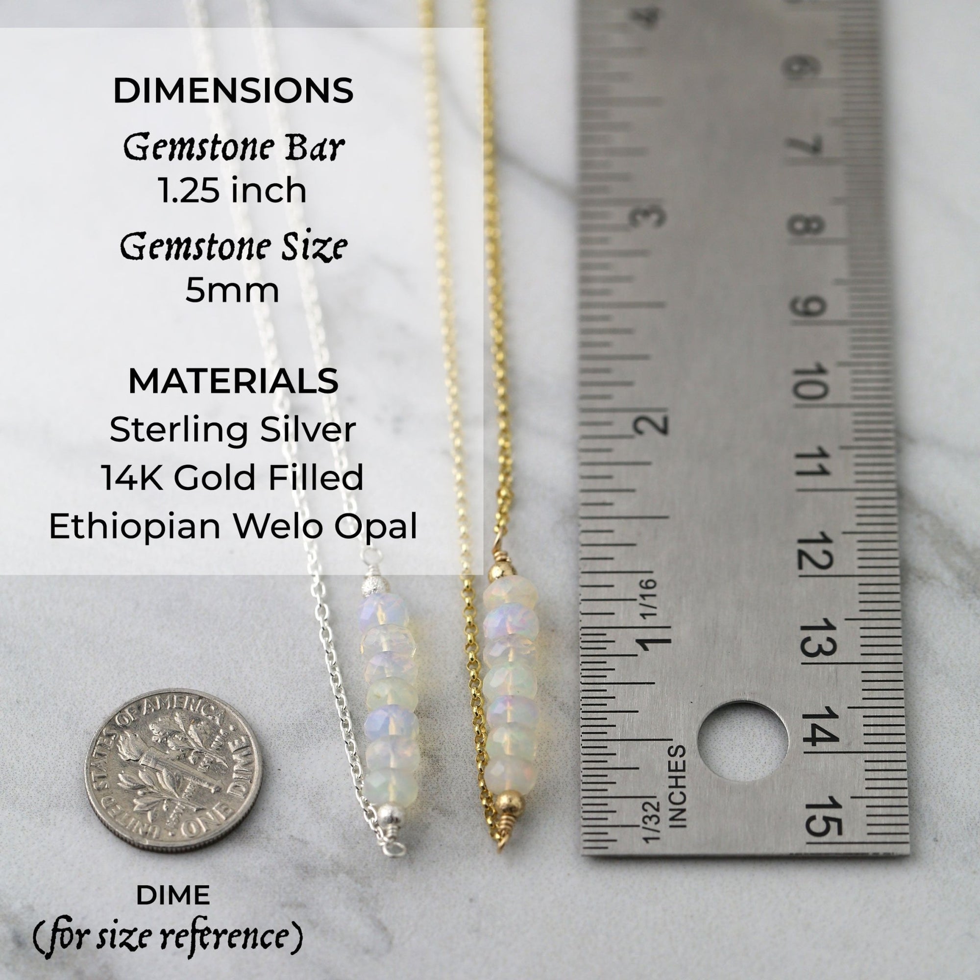 Opal Gemstone Bar Necklace jewelry handmade by Burnish