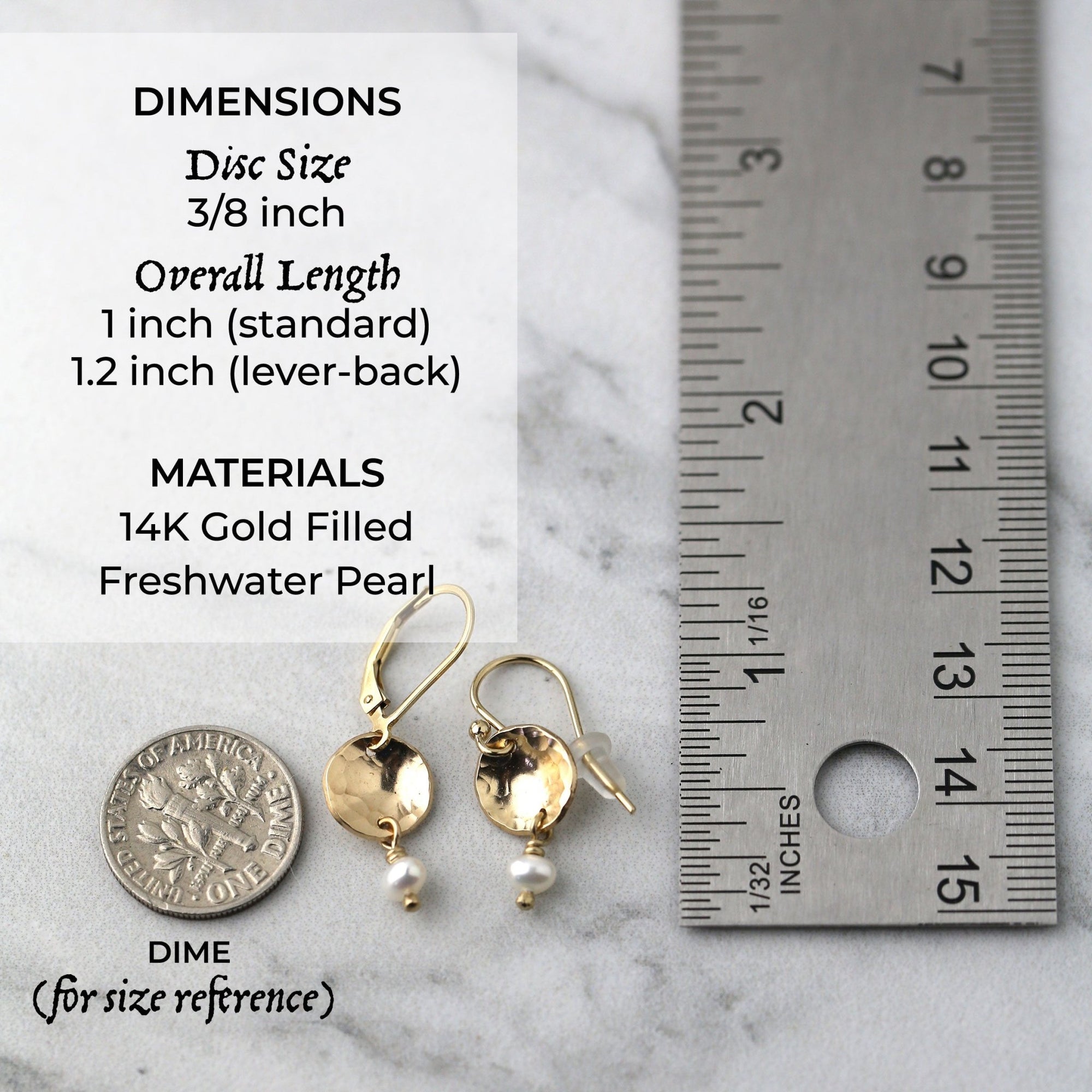 Petite Gold Disc Pearl Earrings jewelry handmade by Burnish