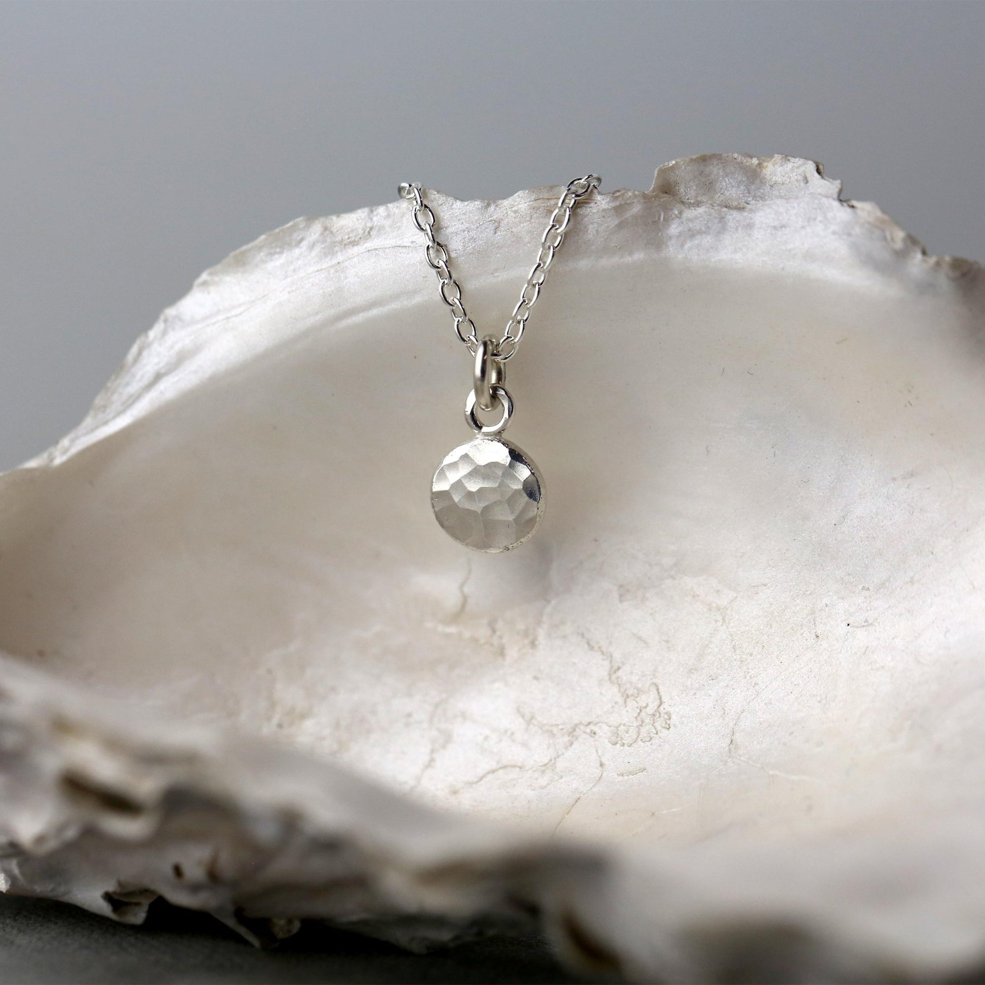Recycled Silver Hammered Dot Necklace jewelry handmade by Burnish