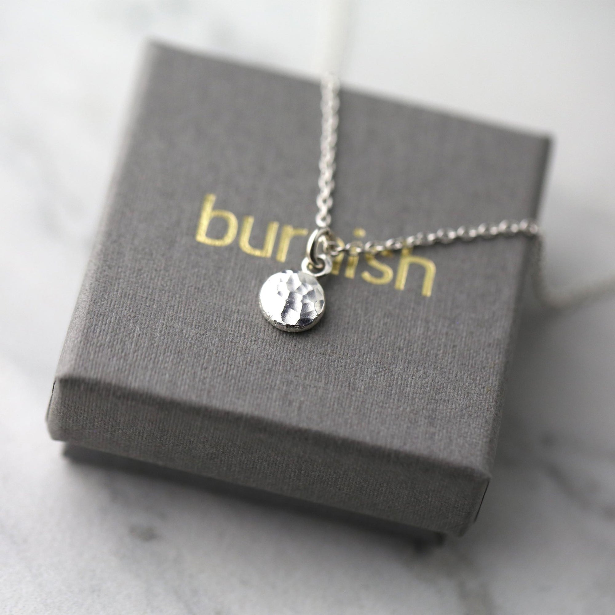 Recycled Silver Hammered Dot Necklace jewelry handmade by Burnish