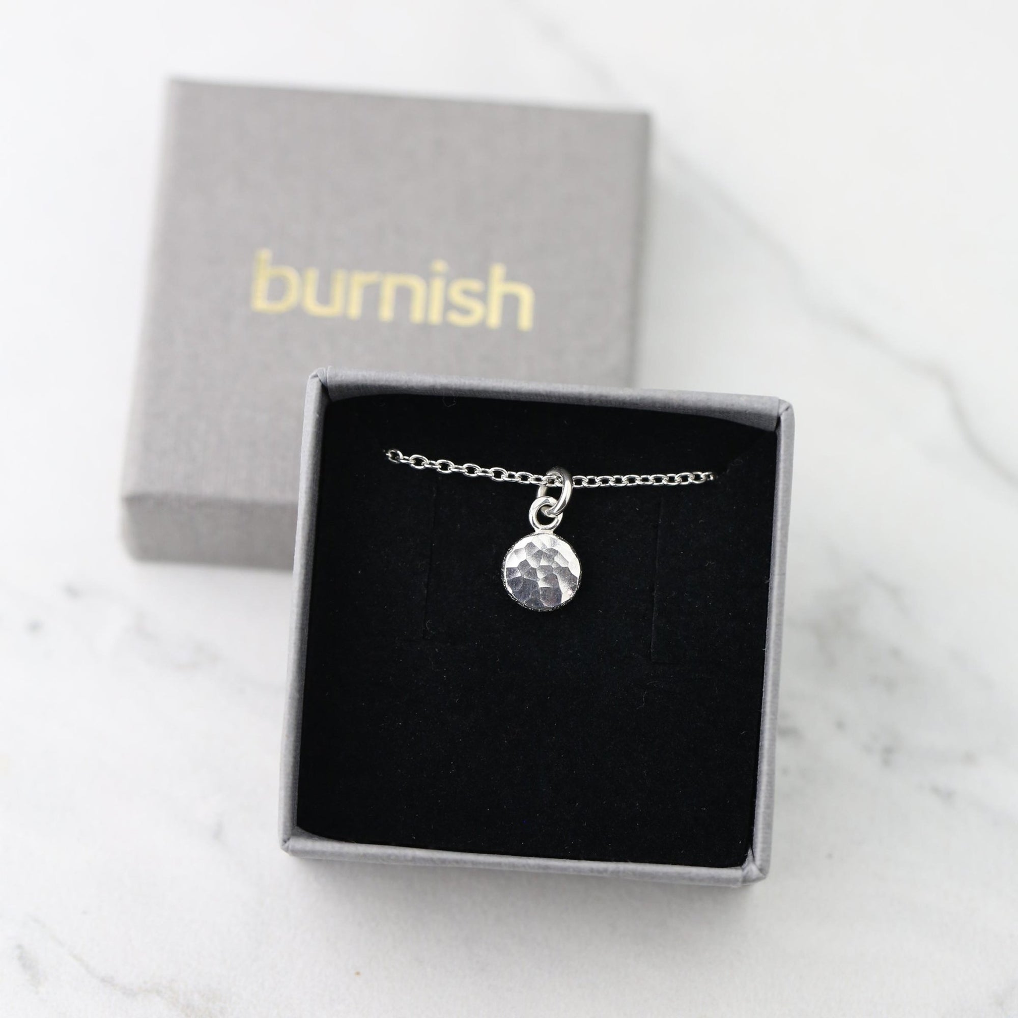 Recycled Silver Hammered Dot Necklace jewelry handmade by Burnish