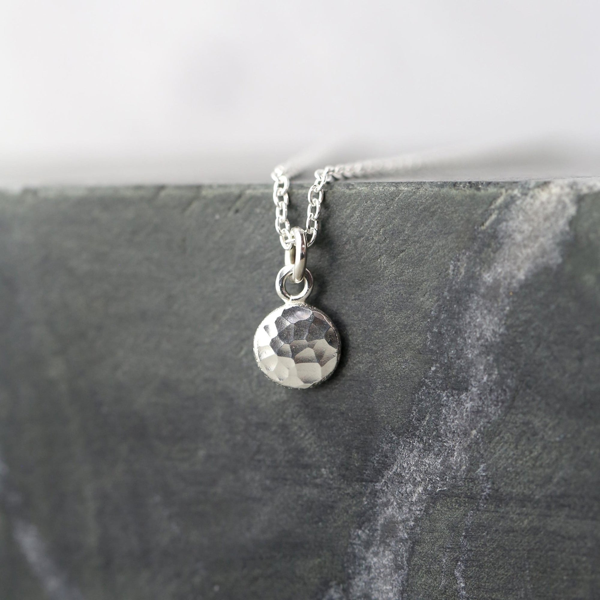 Recycled Silver Hammered Dot Necklace jewelry handmade by Burnish