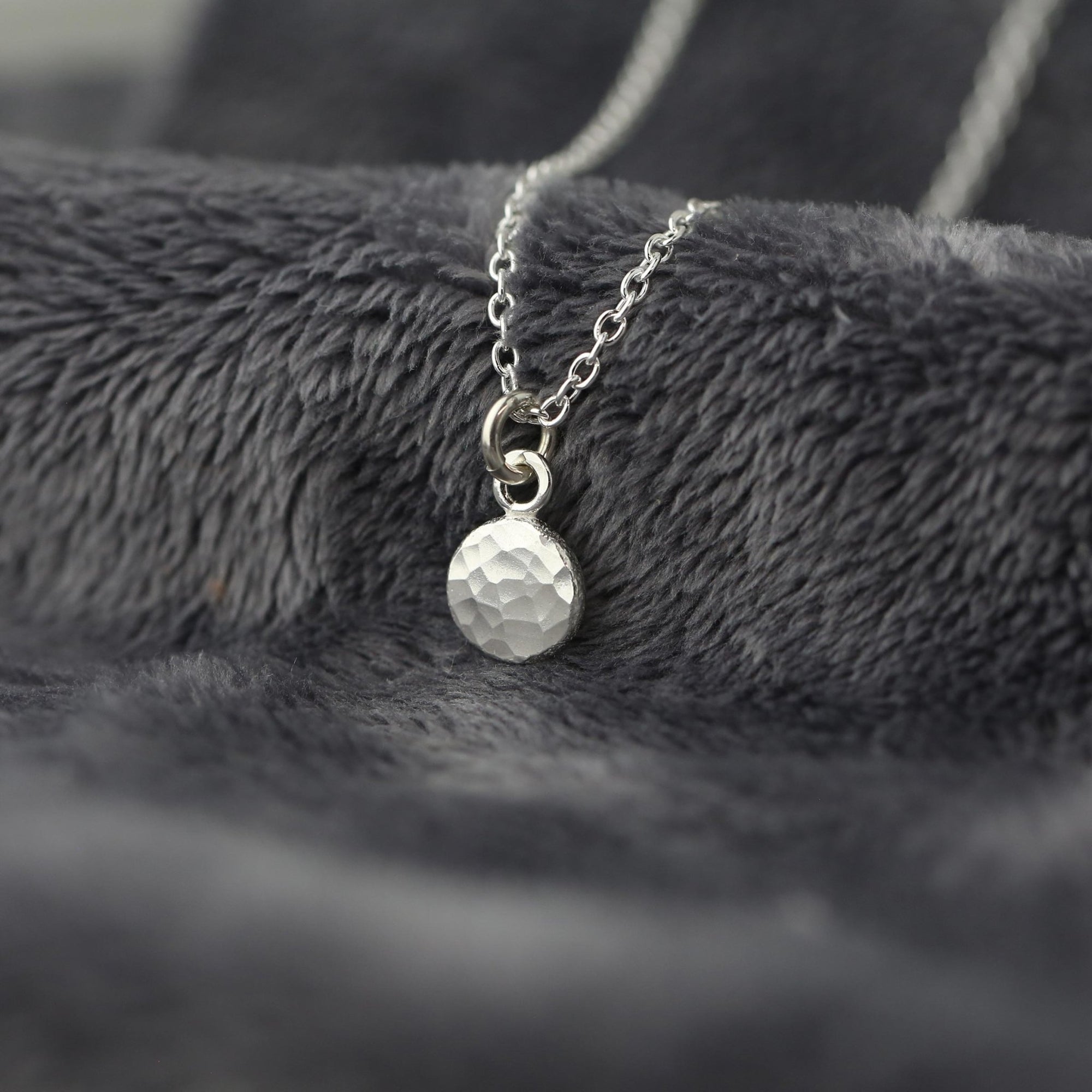 Recycled Silver Hammered Dot Necklace jewelry handmade by Burnish