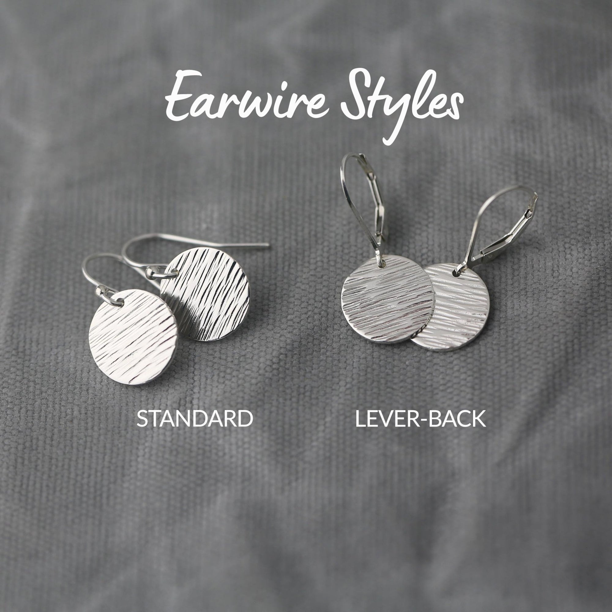 Silver Bark Texture Medium Disc Earrings jewelry handmade by Burnish