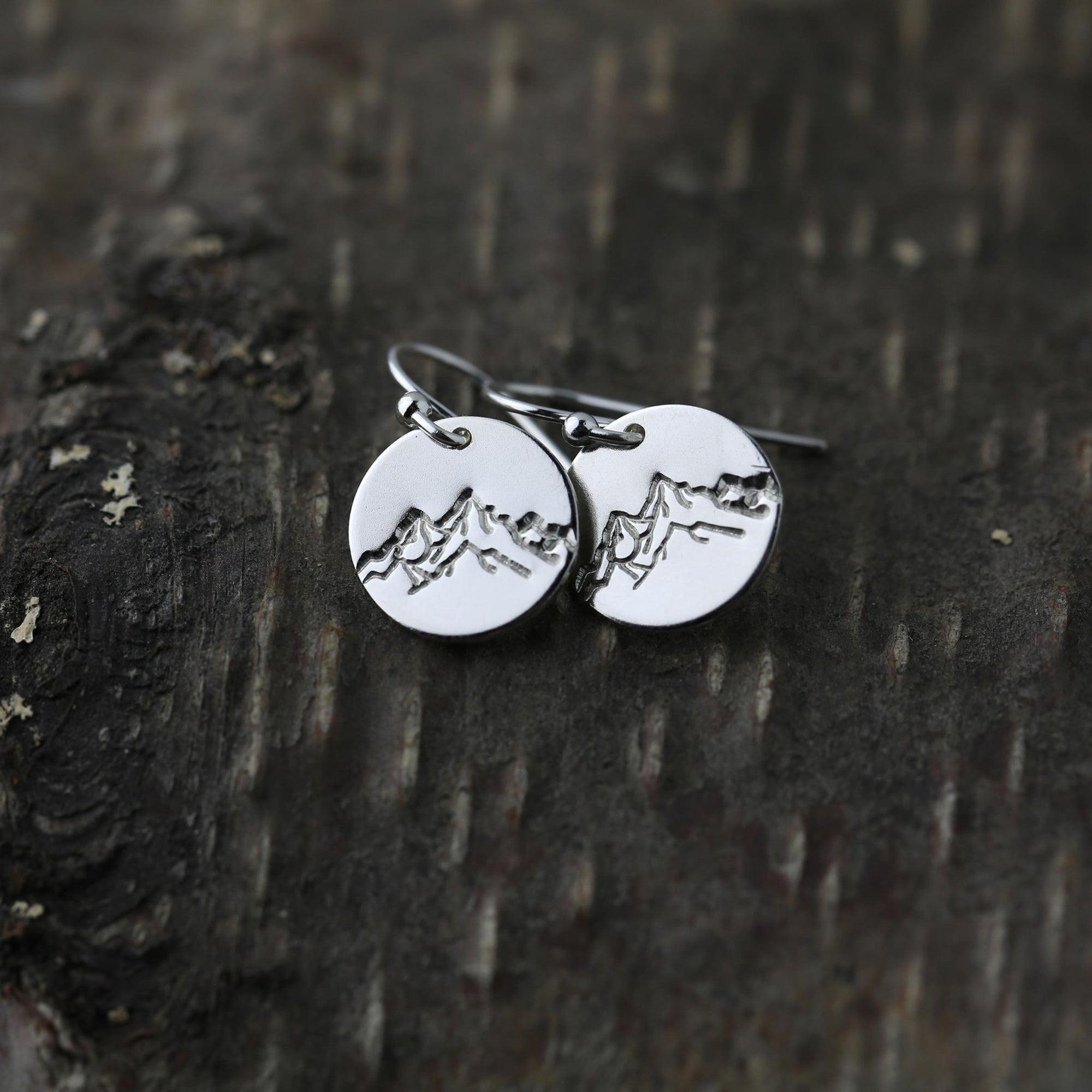 Silver Detailed Mountain Earrings jewelry handmade by Burnish