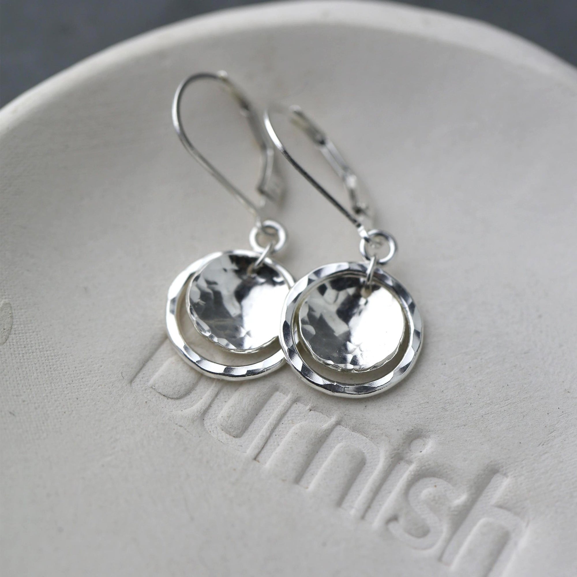 Silver Domed Disc and Circle Earrings jewelry handmade by Burnish
