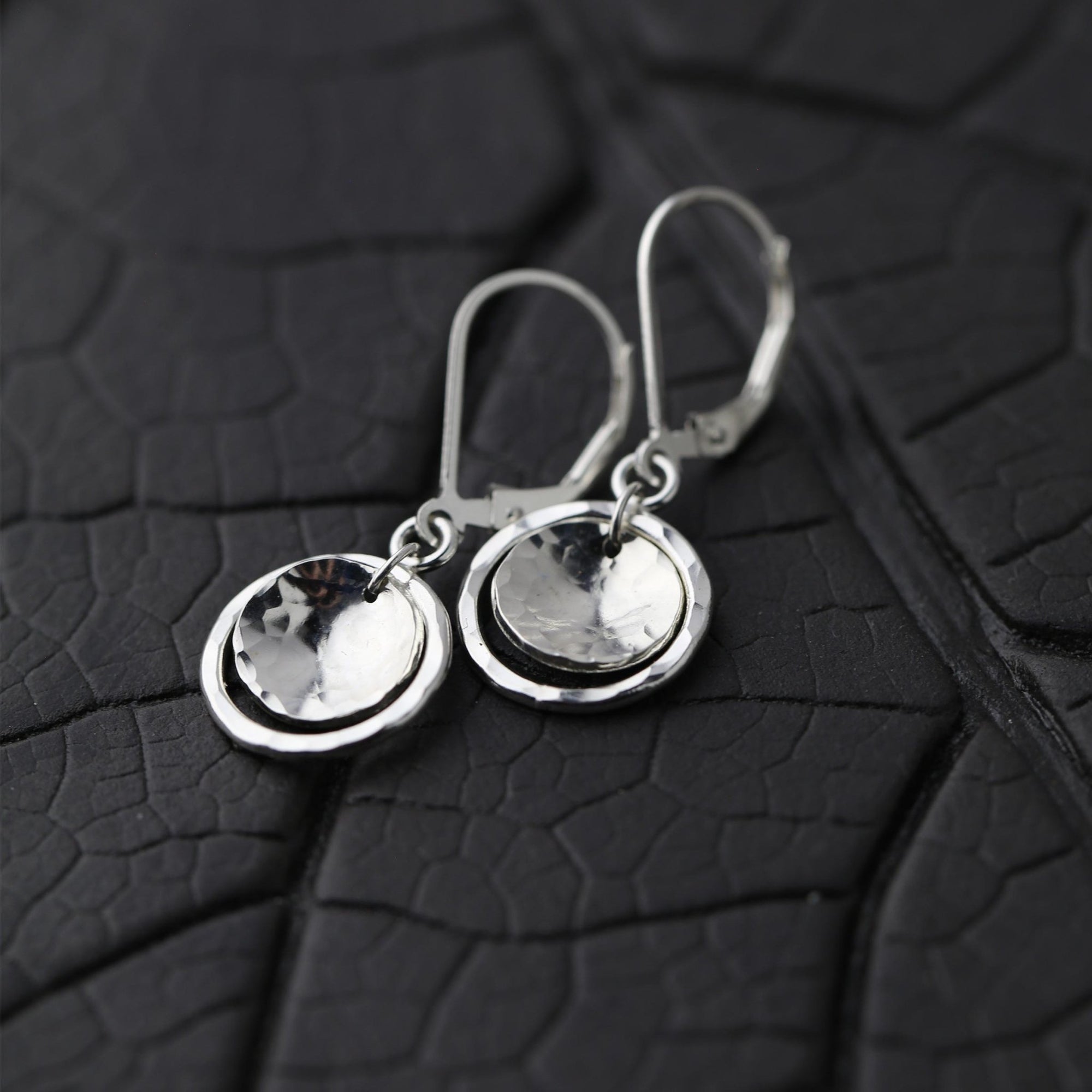 Silver Domed Disc and Circle Earrings jewelry handmade by Burnish