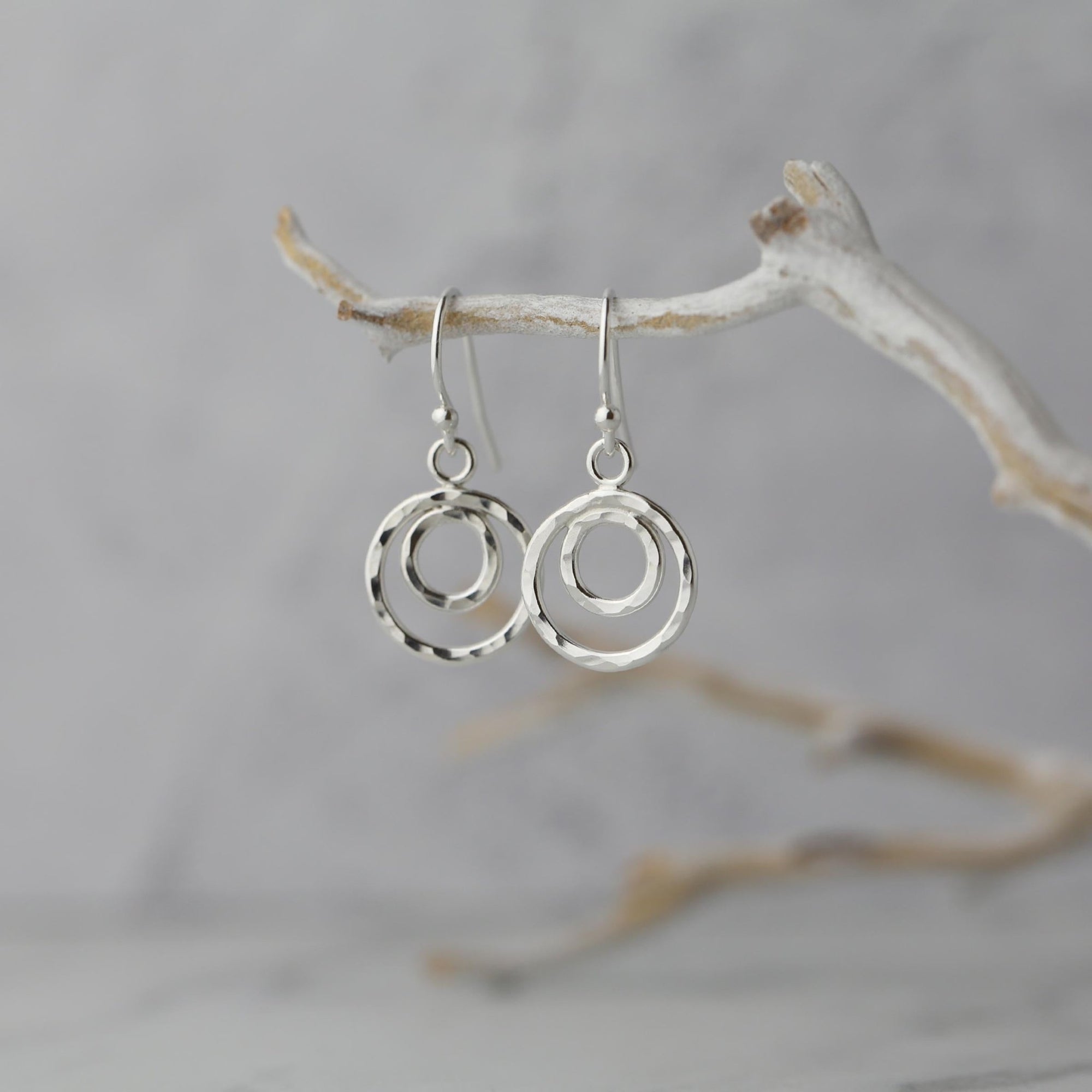 Silver Double Circles Jewelry Set jewelry handmade by Burnish