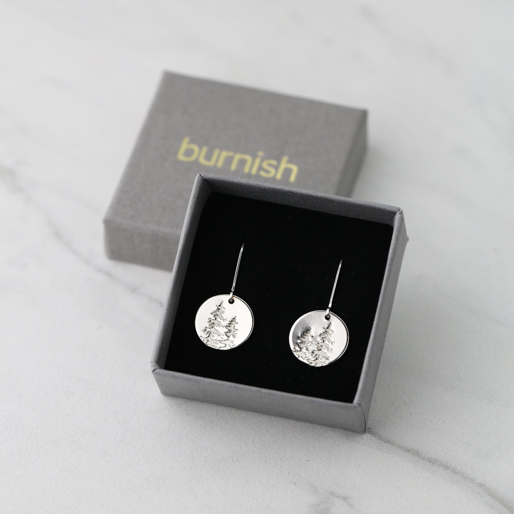 Silver Forest Medium Disc Earrings jewelry handmade by Burnish