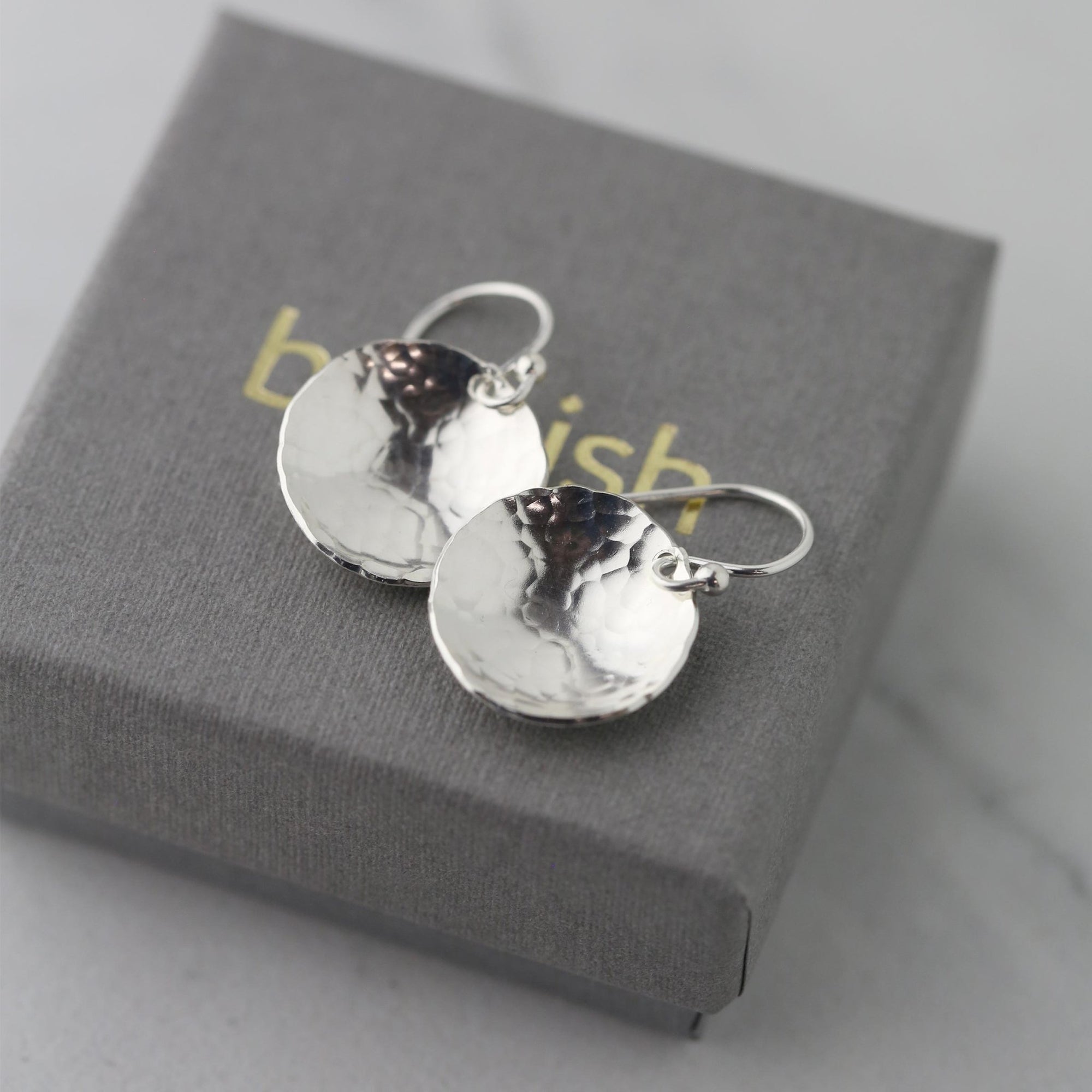 Silver Hammered Domed Disc Earrings: New Size! jewelry handmade by Burnish