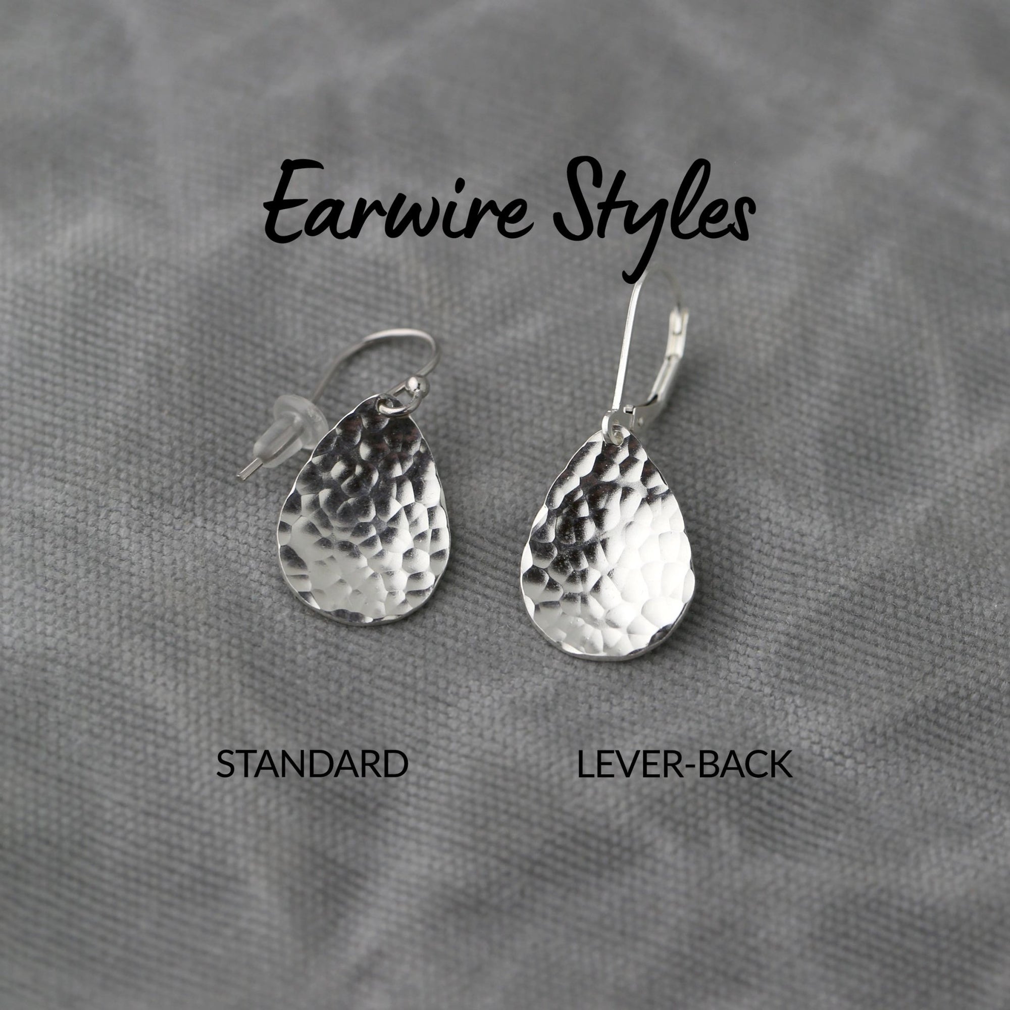 Silver Hammered Teardrop Earrings jewelry handmade by Burnish