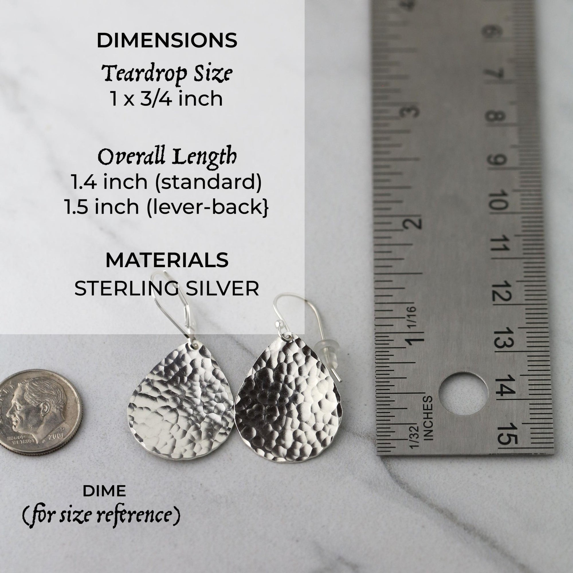 Silver Hammered Teardrop Earrings jewelry handmade by Burnish