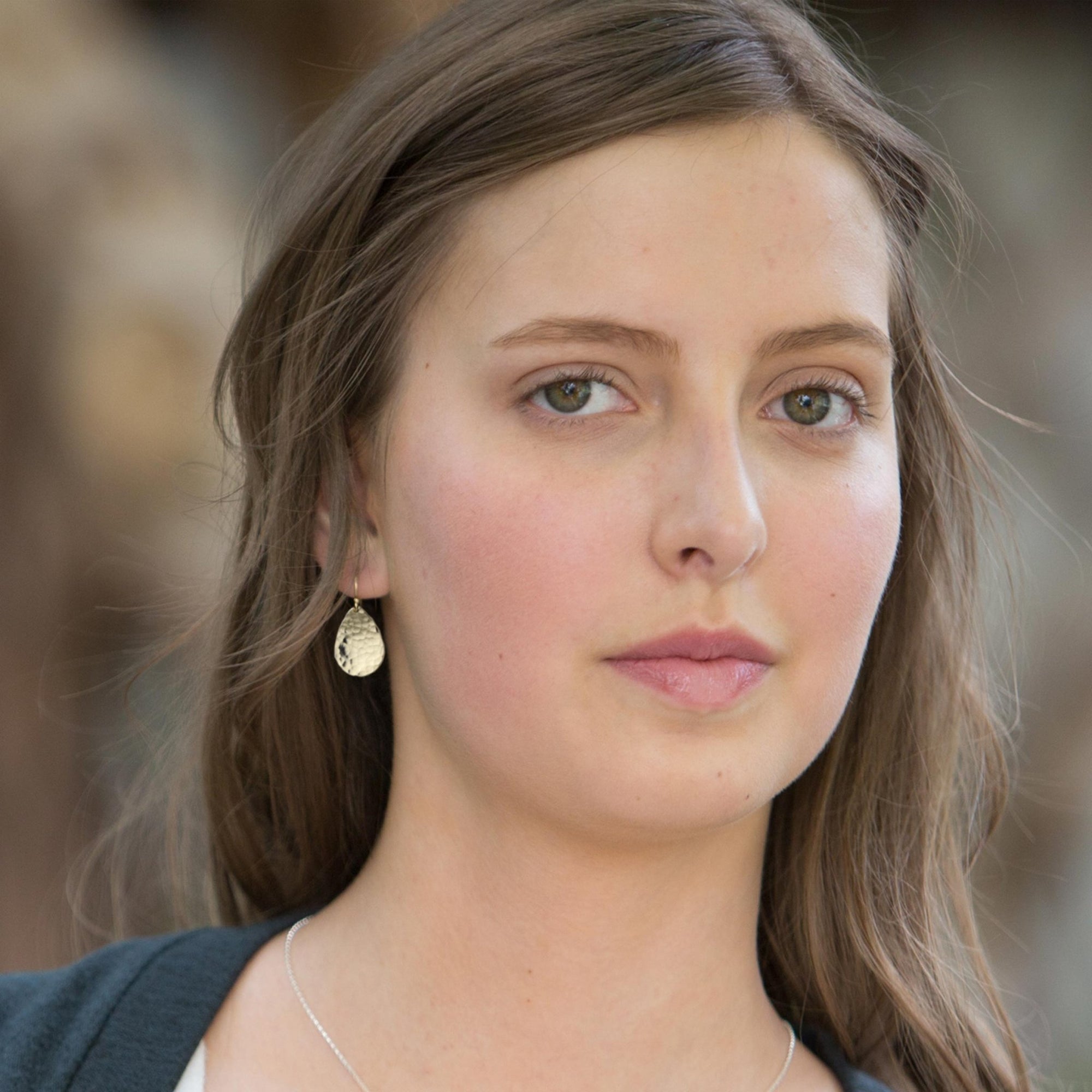 Silver Hammered Teardrop Earrings jewelry handmade by Burnish