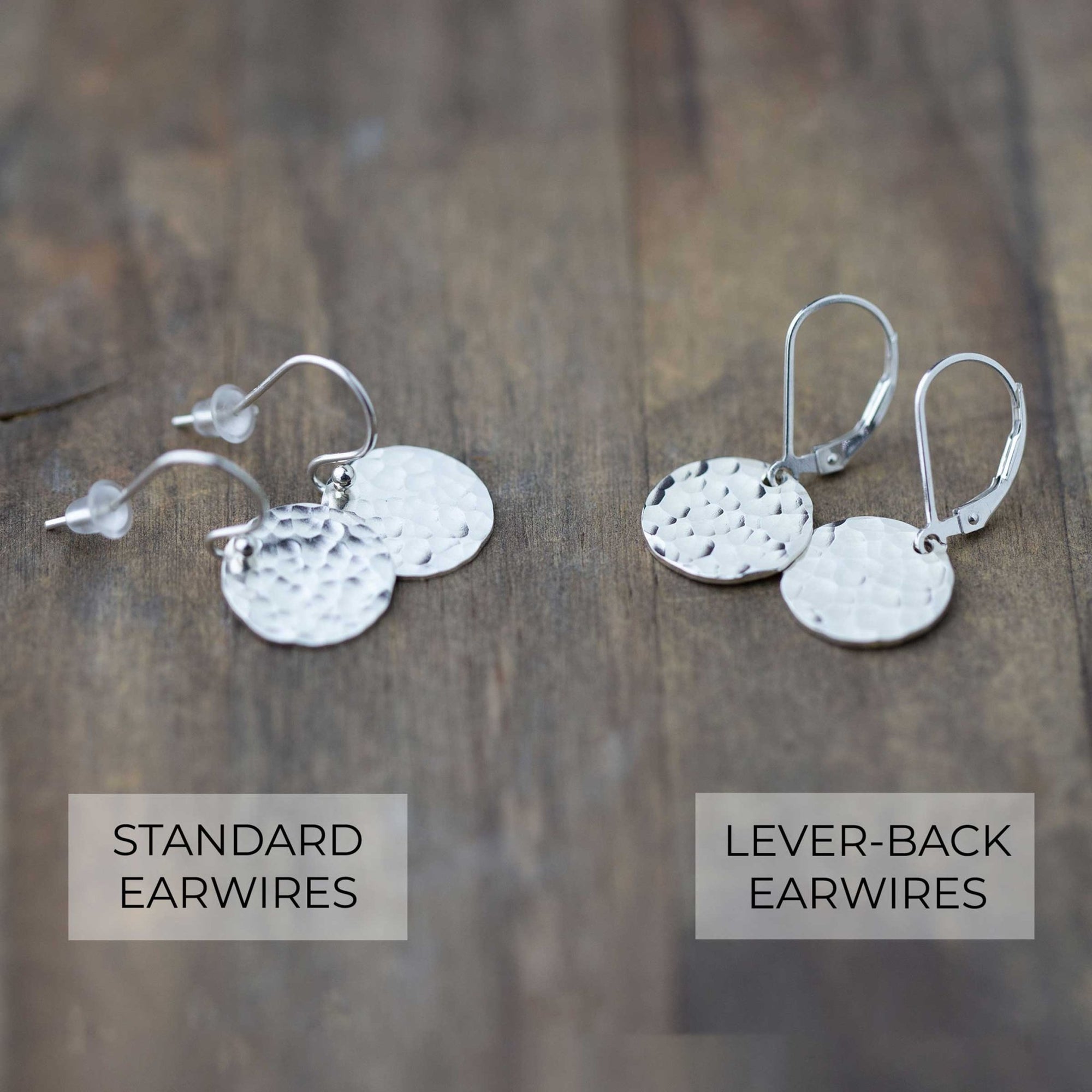 Silver Medium Hammered Disc Earrings jewelry handmade by Burnish