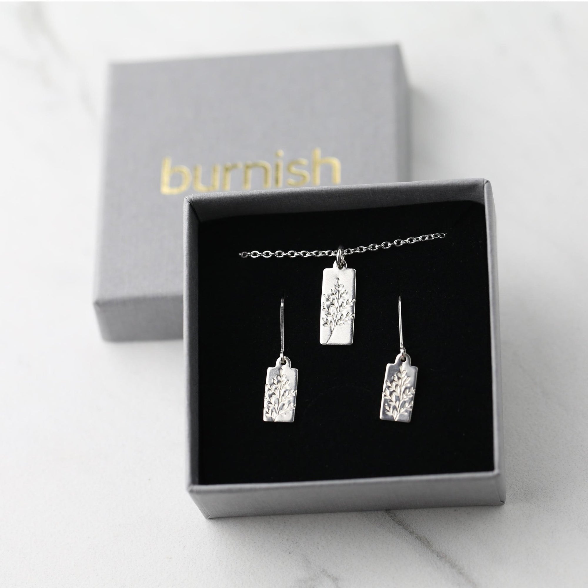 Silver Wildflower Jewelry Set jewelry handmade by Burnish