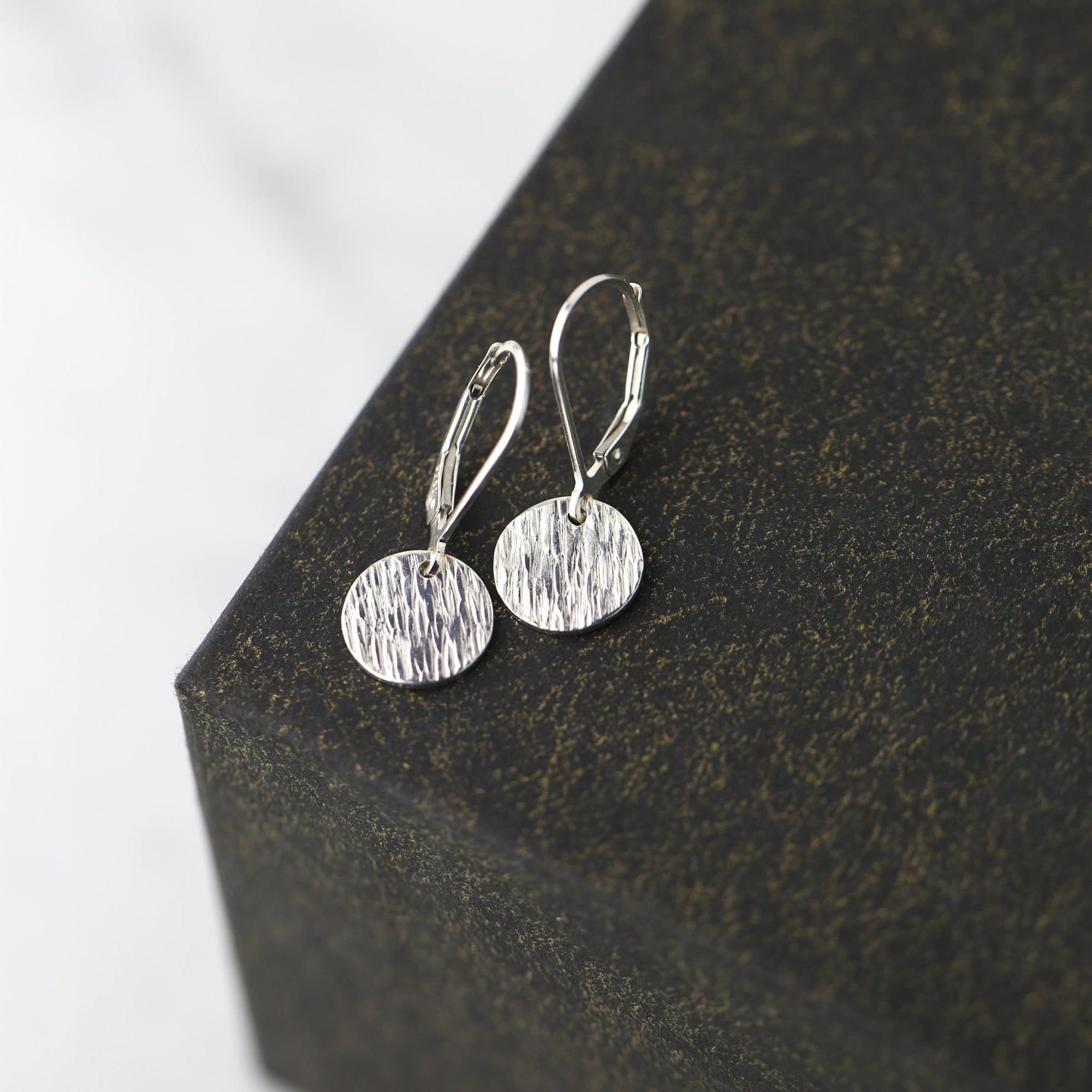 Small Dainty Rain Texture Earrings jewelry handmade by Burnish