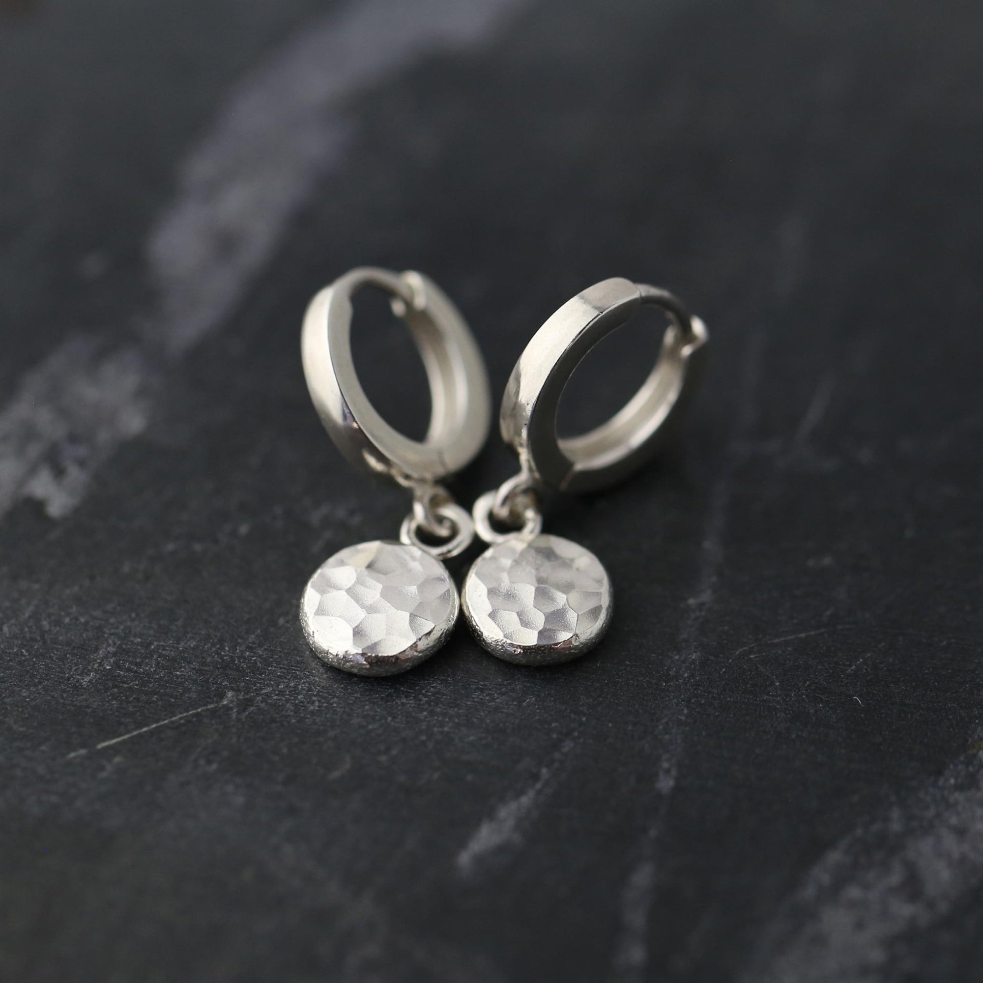 Small Hammered Dot Earrings jewelry handmade by Burnish