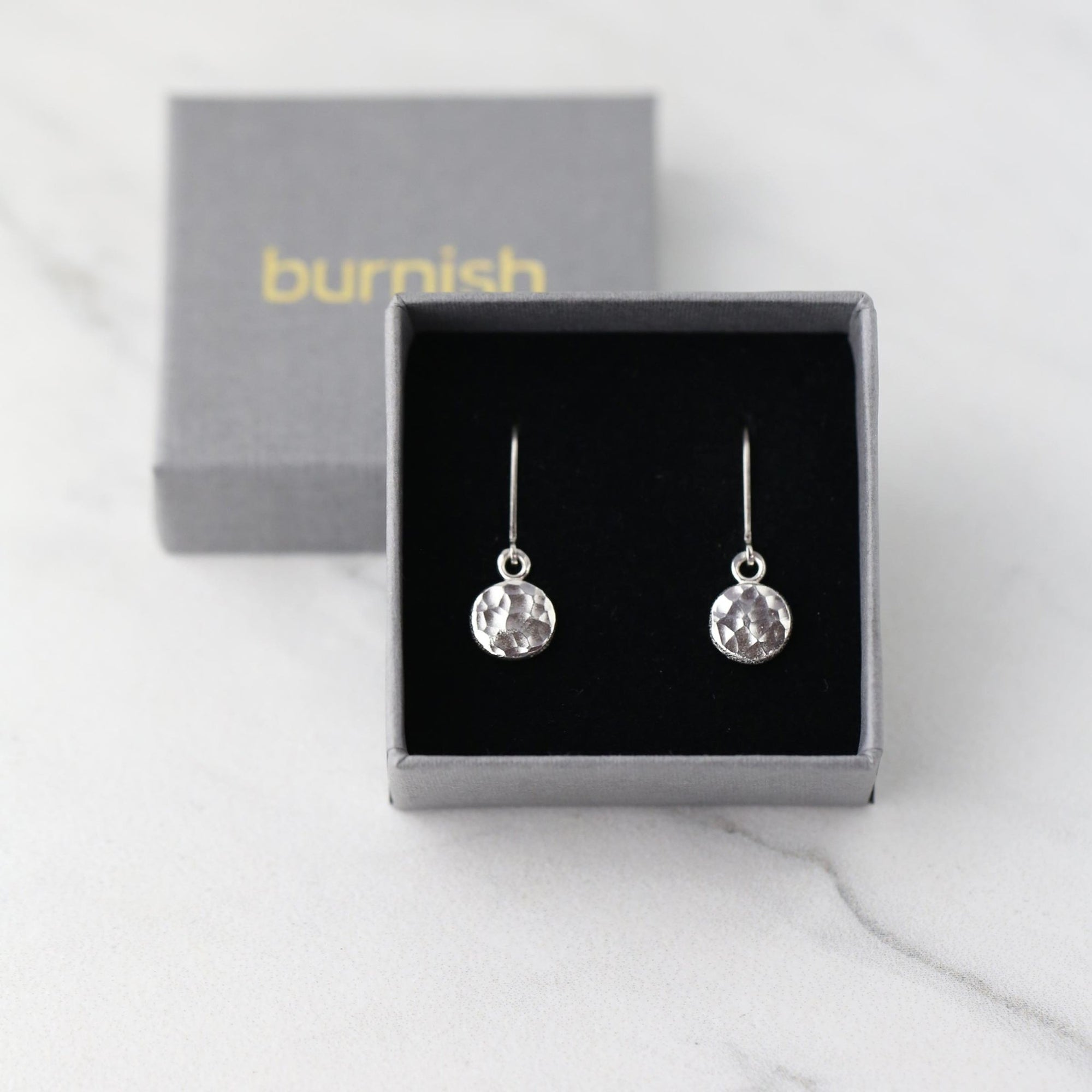 Small Hammered Dot Earrings jewelry handmade by Burnish