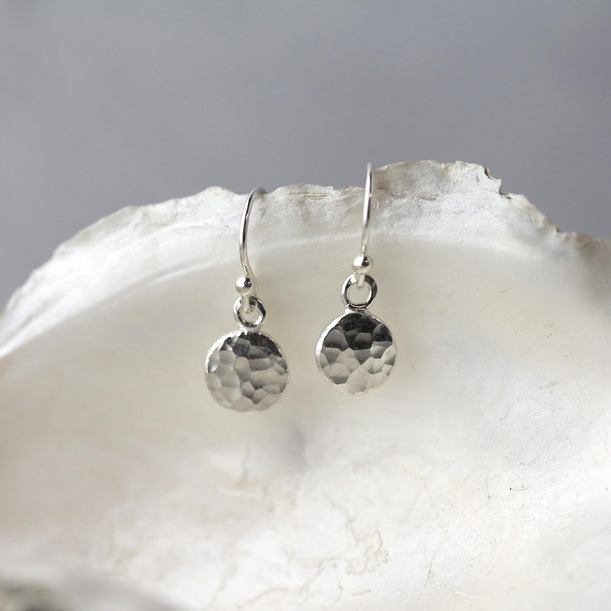 Small Hammered Dot Earrings jewelry handmade by Burnish