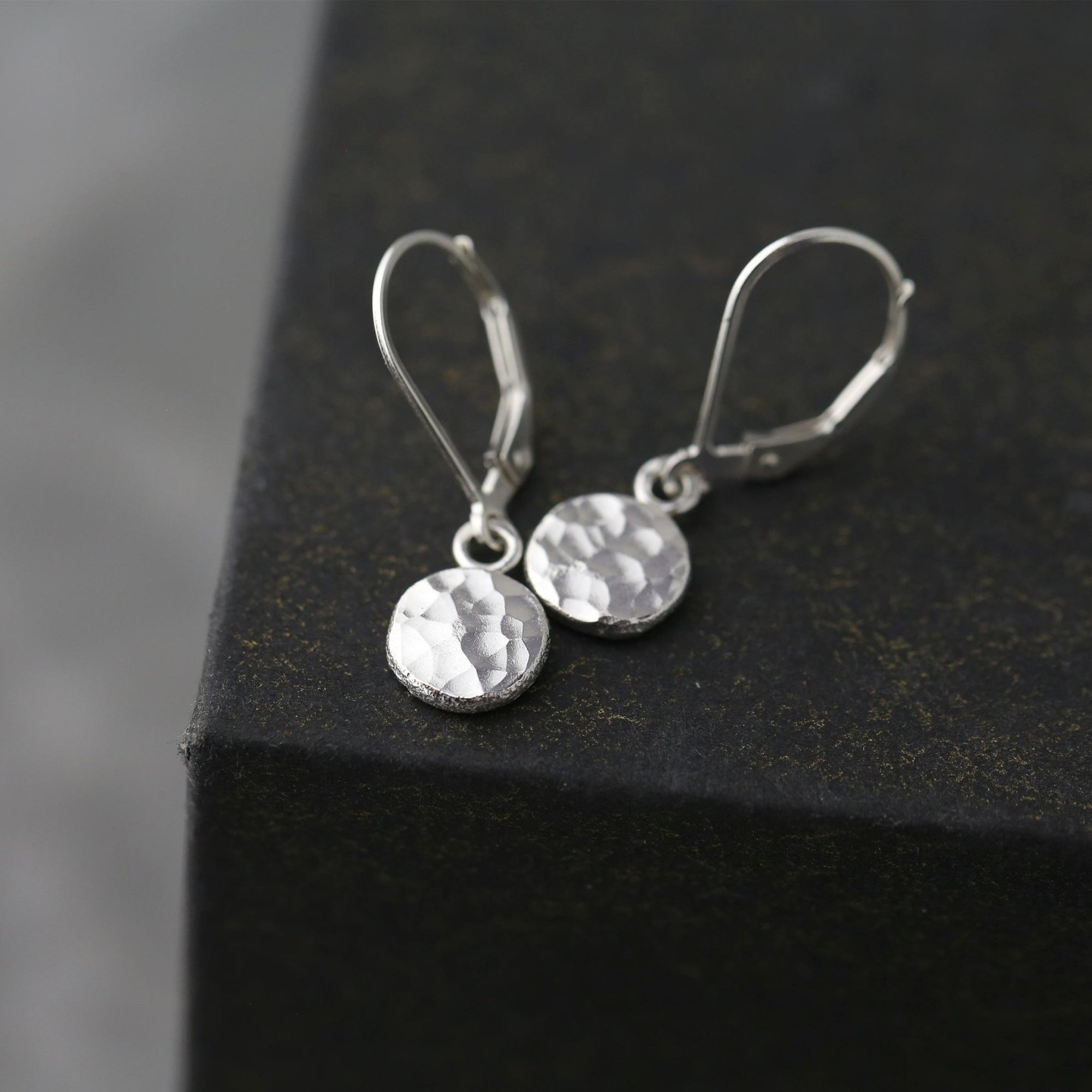 Small Hammered Dot Earrings jewelry handmade by Burnish