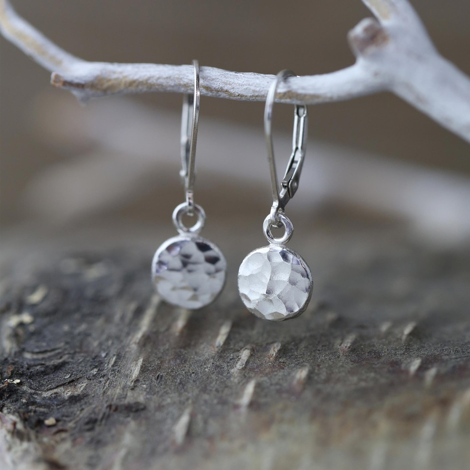 Small Hammered Dot Earrings jewelry handmade by Burnish