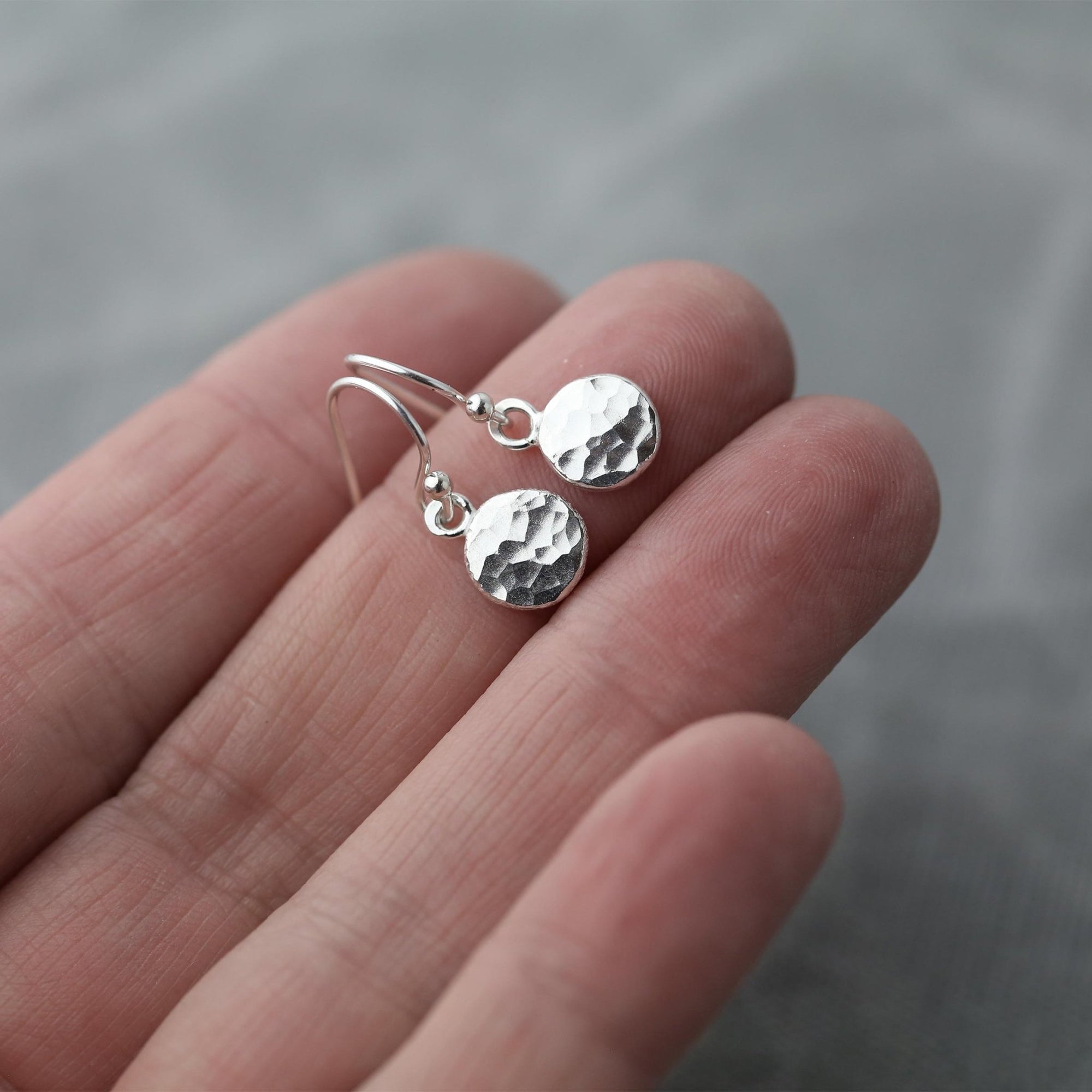 Small Hammered Dot Earrings jewelry handmade by Burnish