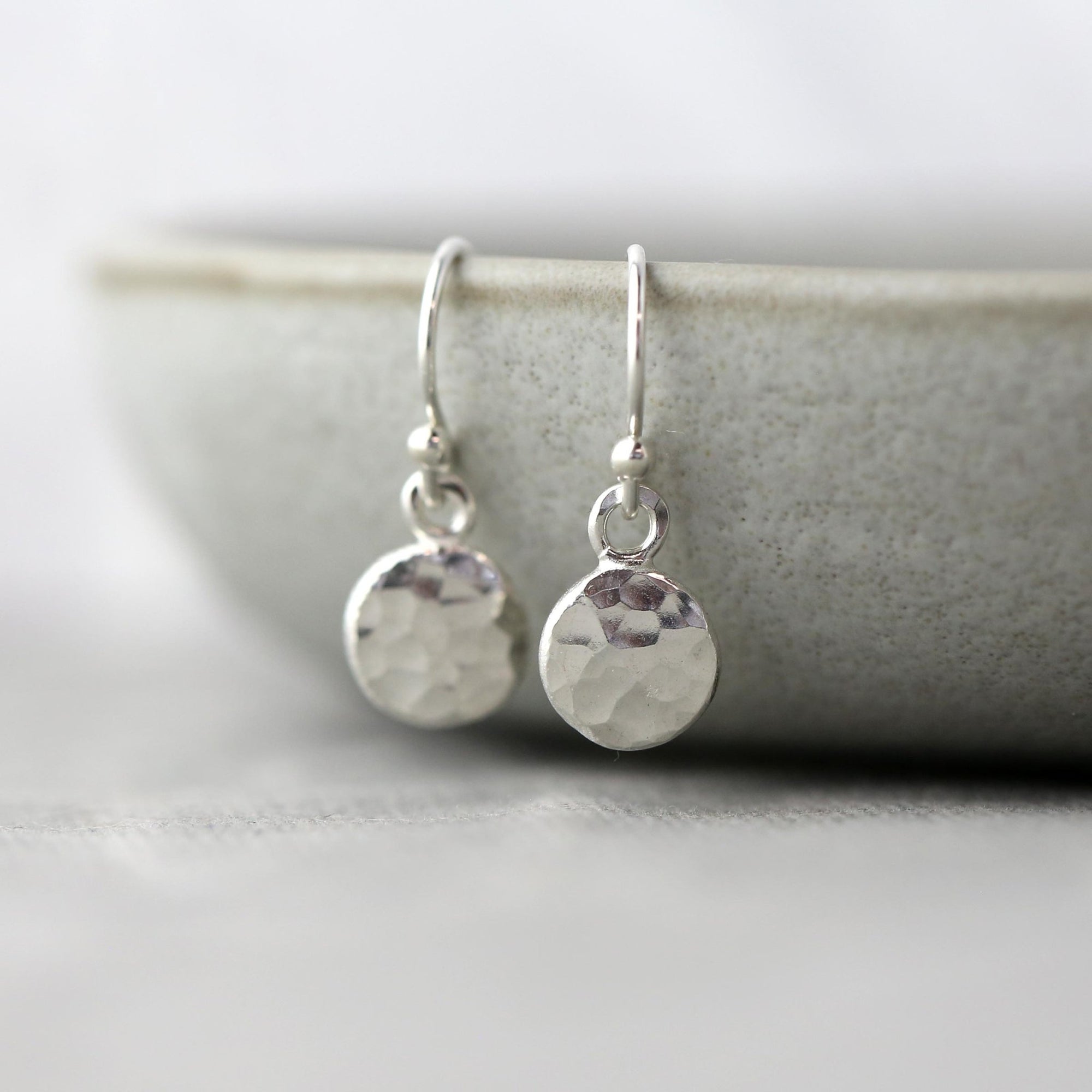 Small Hammered Dot Earrings jewelry handmade by Burnish
