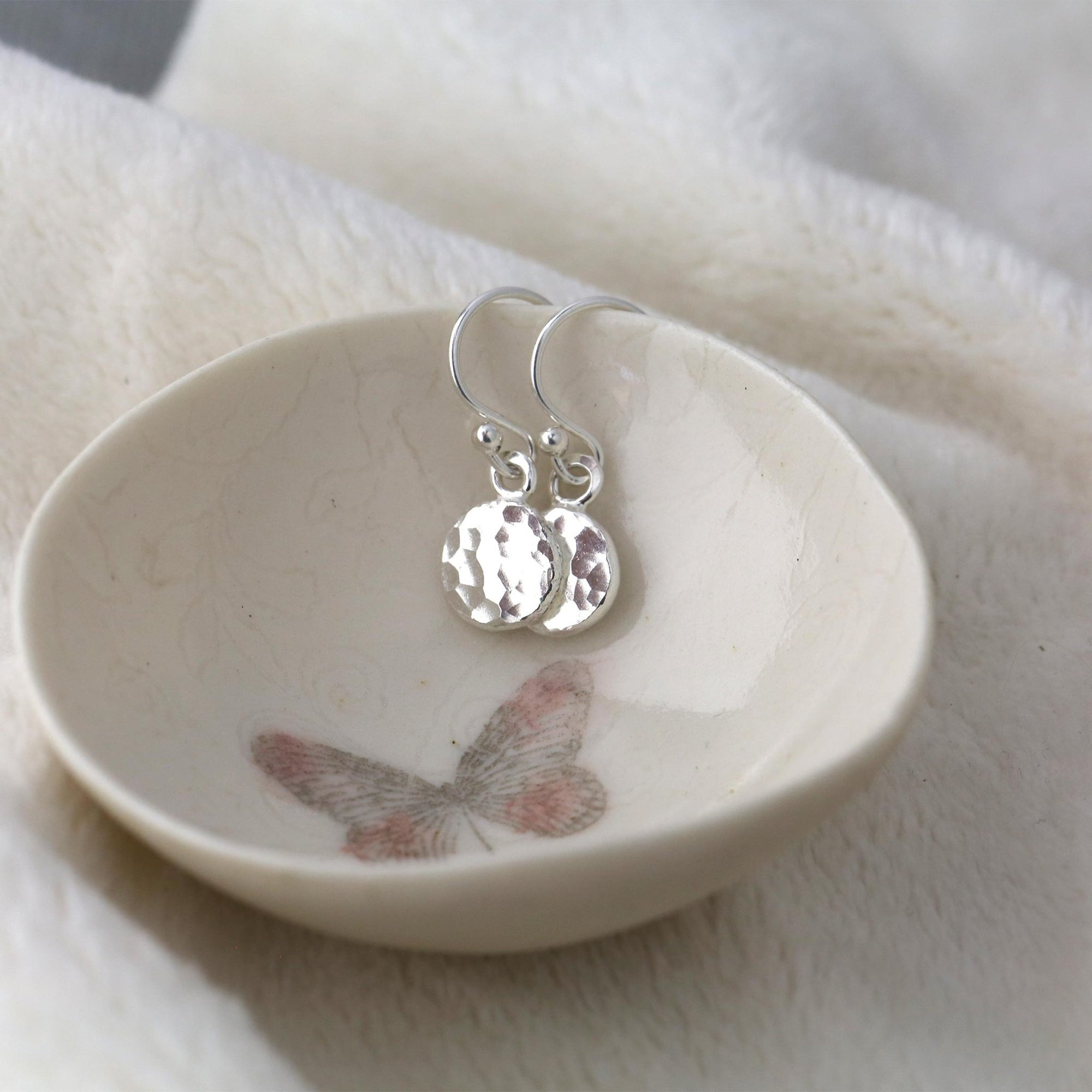 Small Hammered Dot Earrings jewelry handmade by Burnish