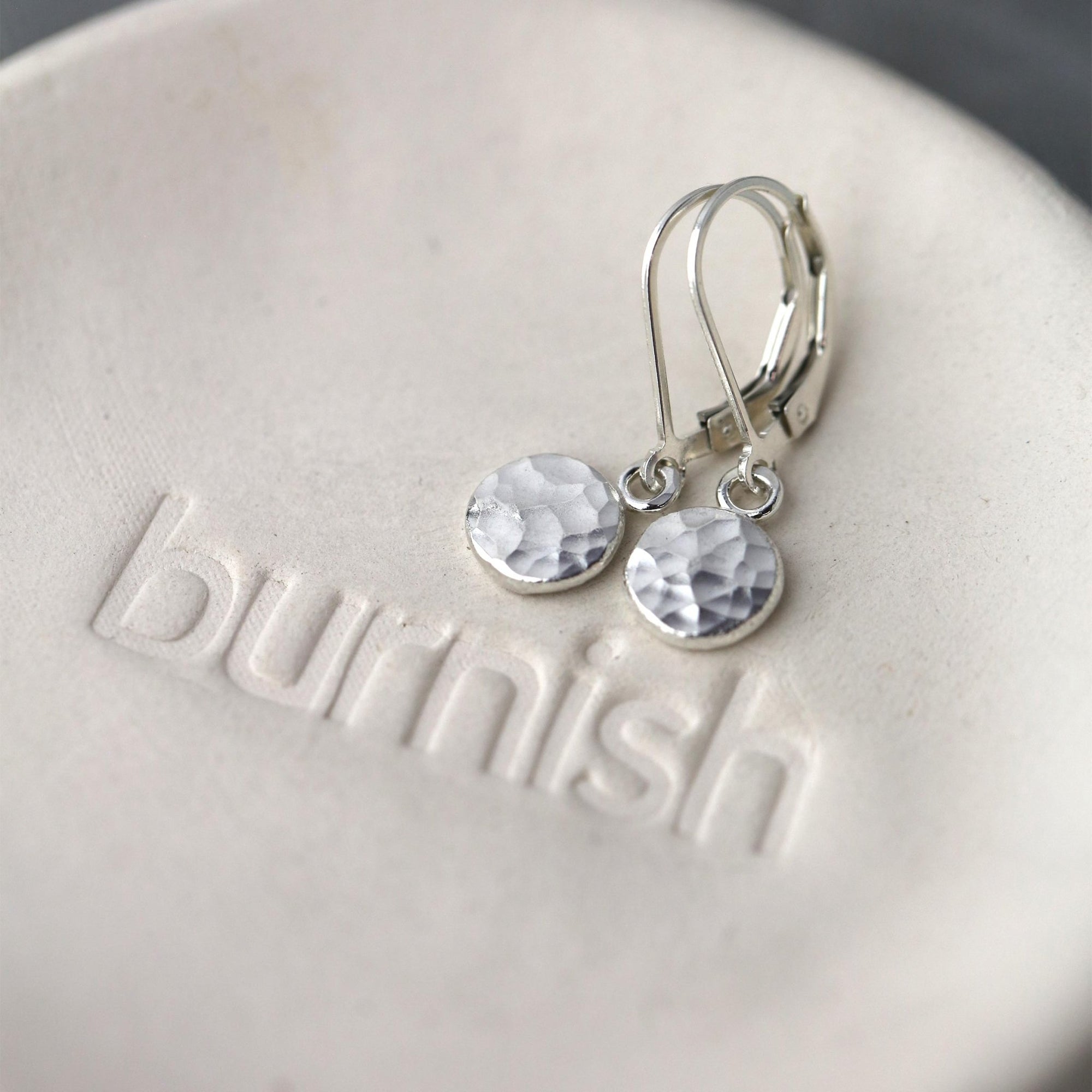 Small Hammered Dot Earrings jewelry handmade by Burnish