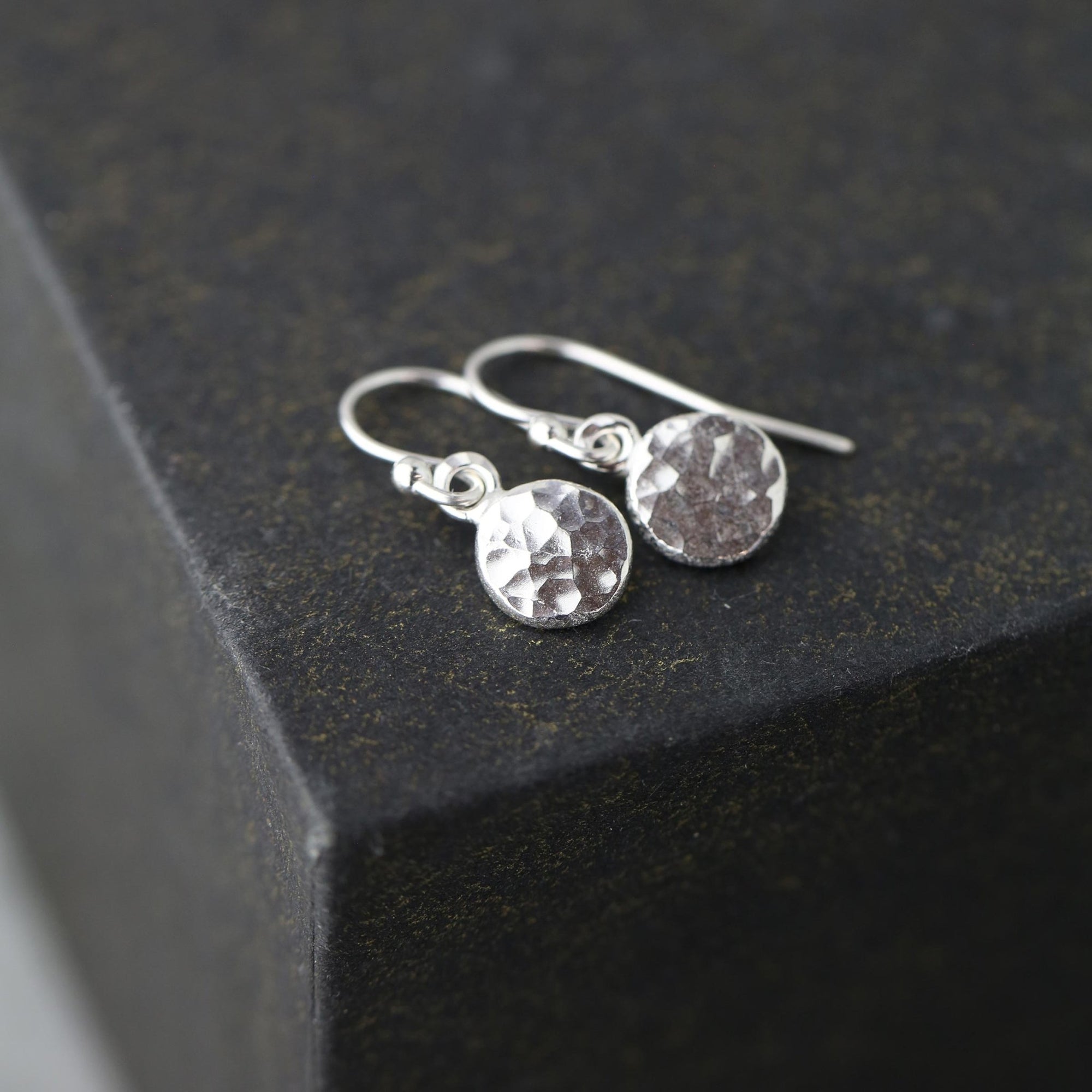 Small Hammered Dot Earrings jewelry handmade by Burnish