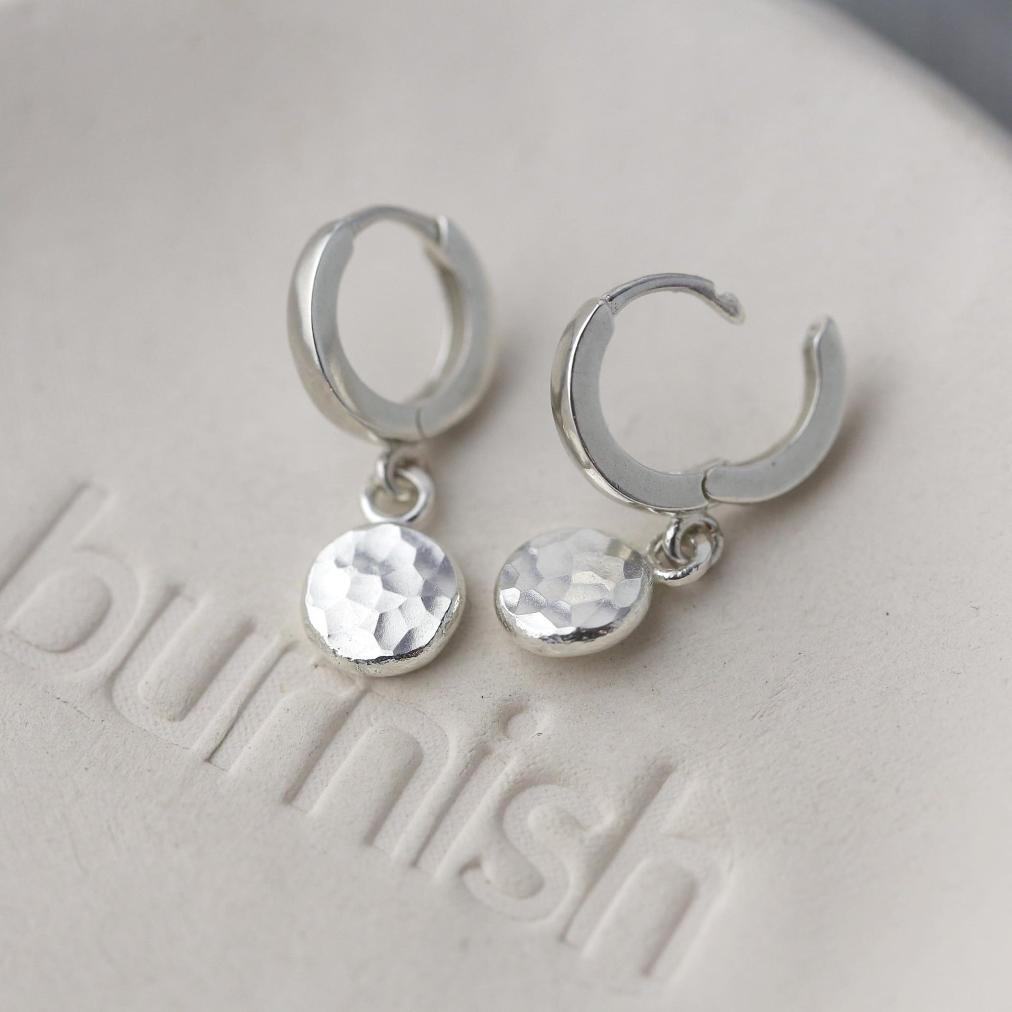 Small Hammered Dot Earrings jewelry handmade by Burnish