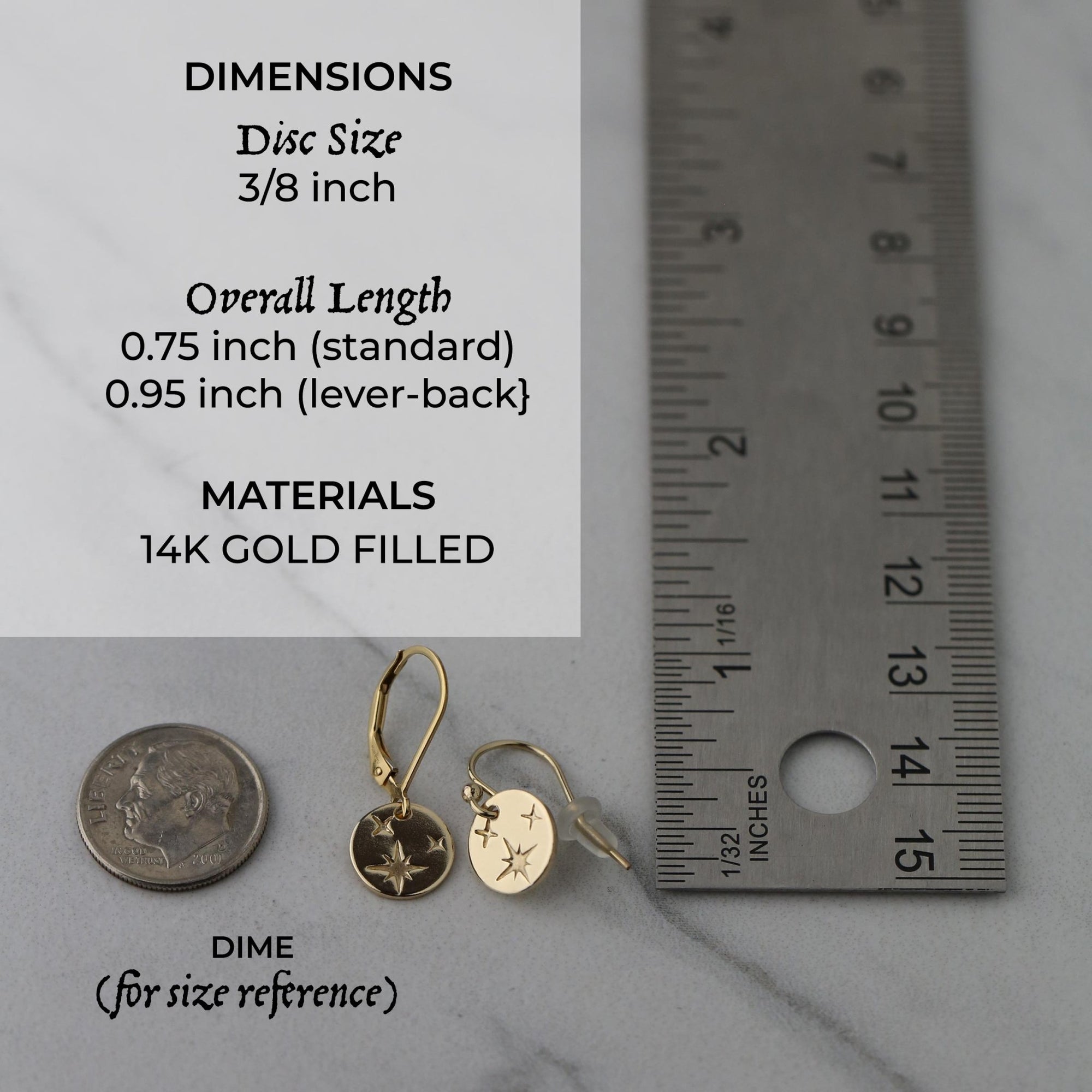 Tiny Gold Celestial Star Disc Earrings jewelry handmade by Burnish