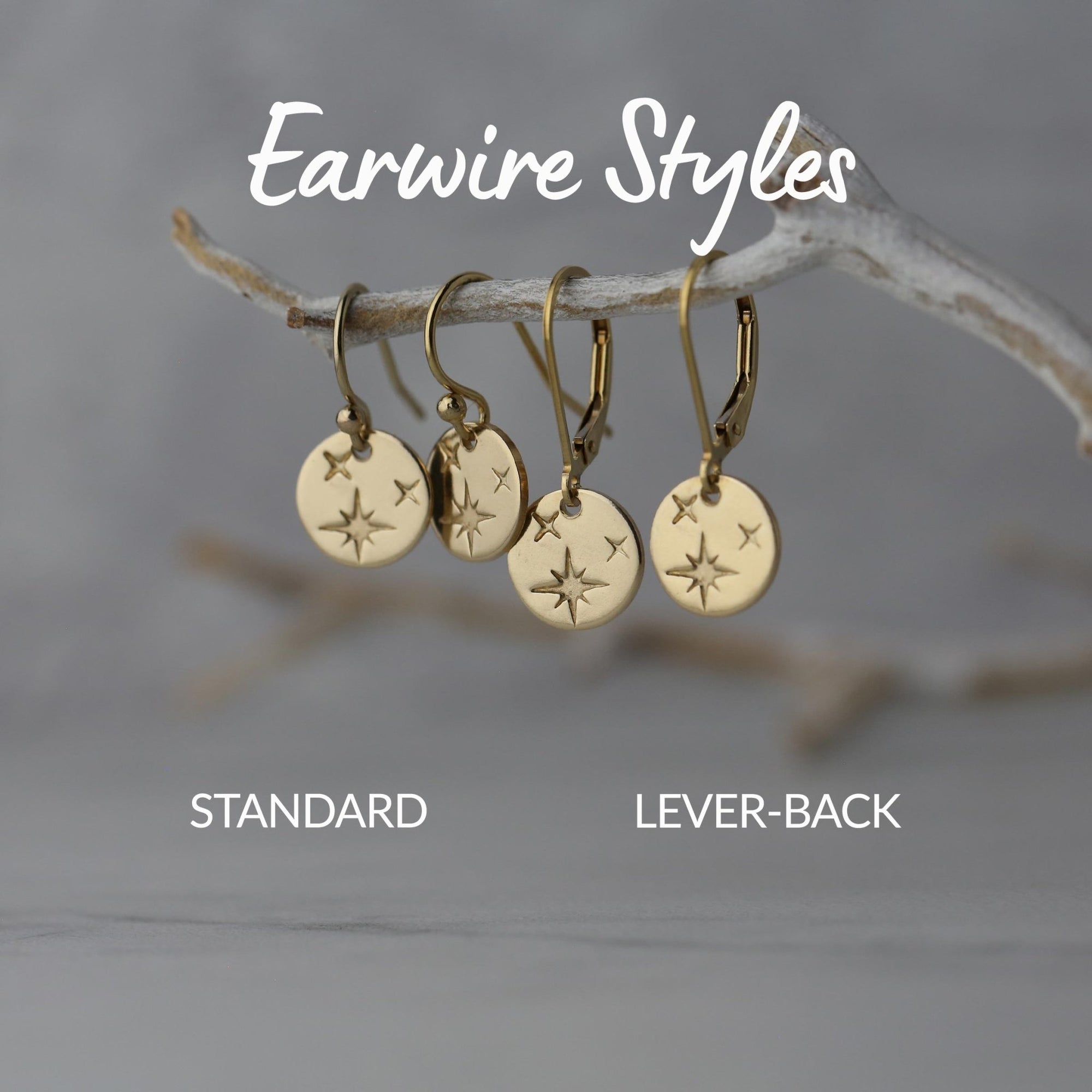 Tiny Gold Celestial Star Disc Earrings jewelry handmade by Burnish