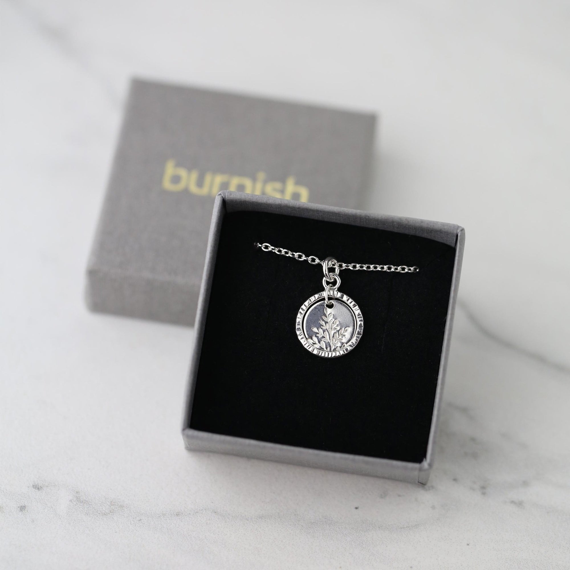 Wildflower Disc &amp; Bark Circle Necklace jewelry handmade by Burnish