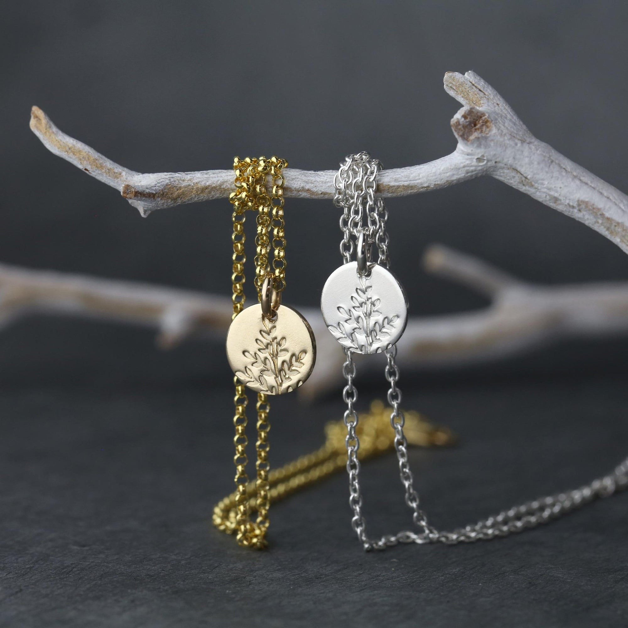 Wildflower Tiny Disc Necklace jewelry handmade by Burnish