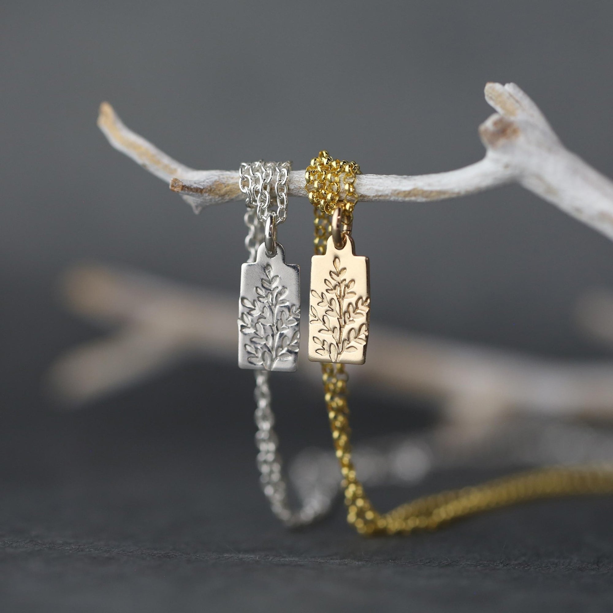 Wildflower Tiny Tag Necklace jewelry handmade by Burnish