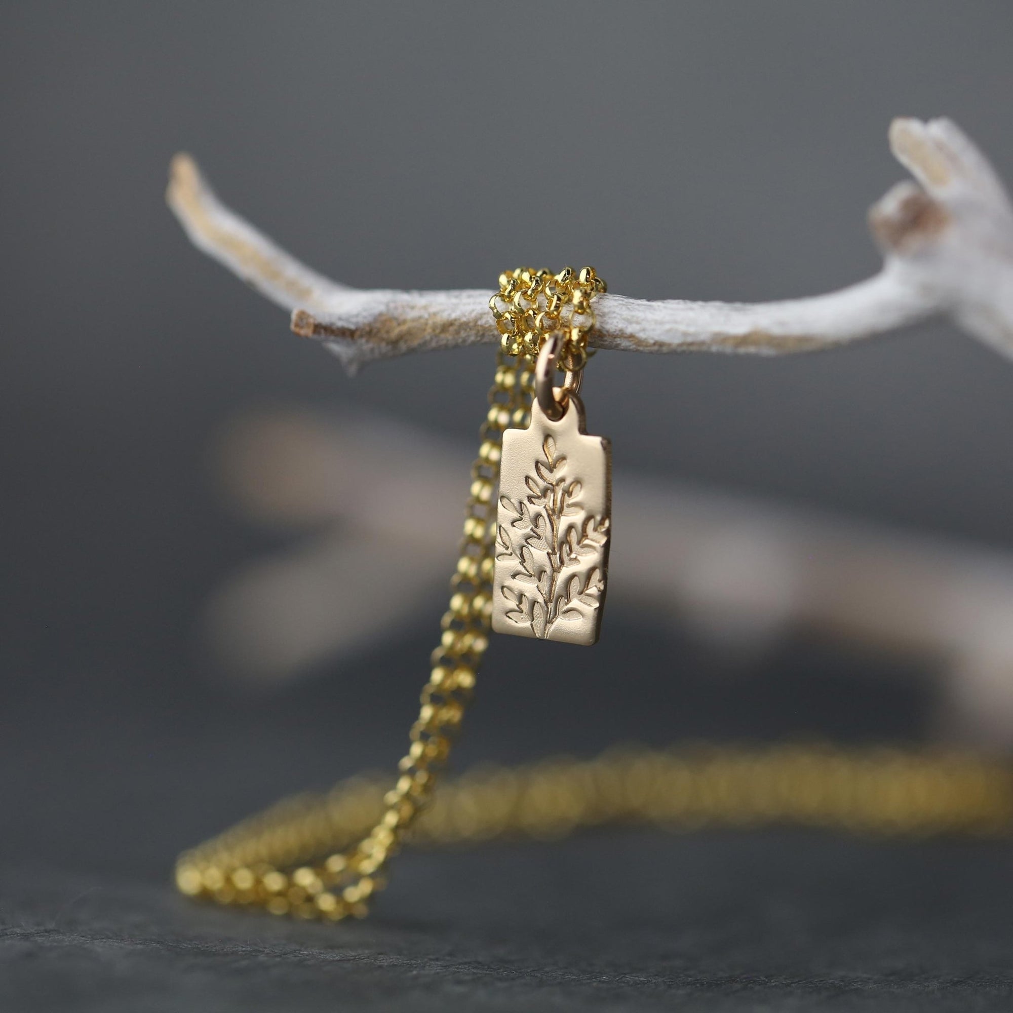 Wildflower Tiny Tag Necklace jewelry handmade by Burnish
