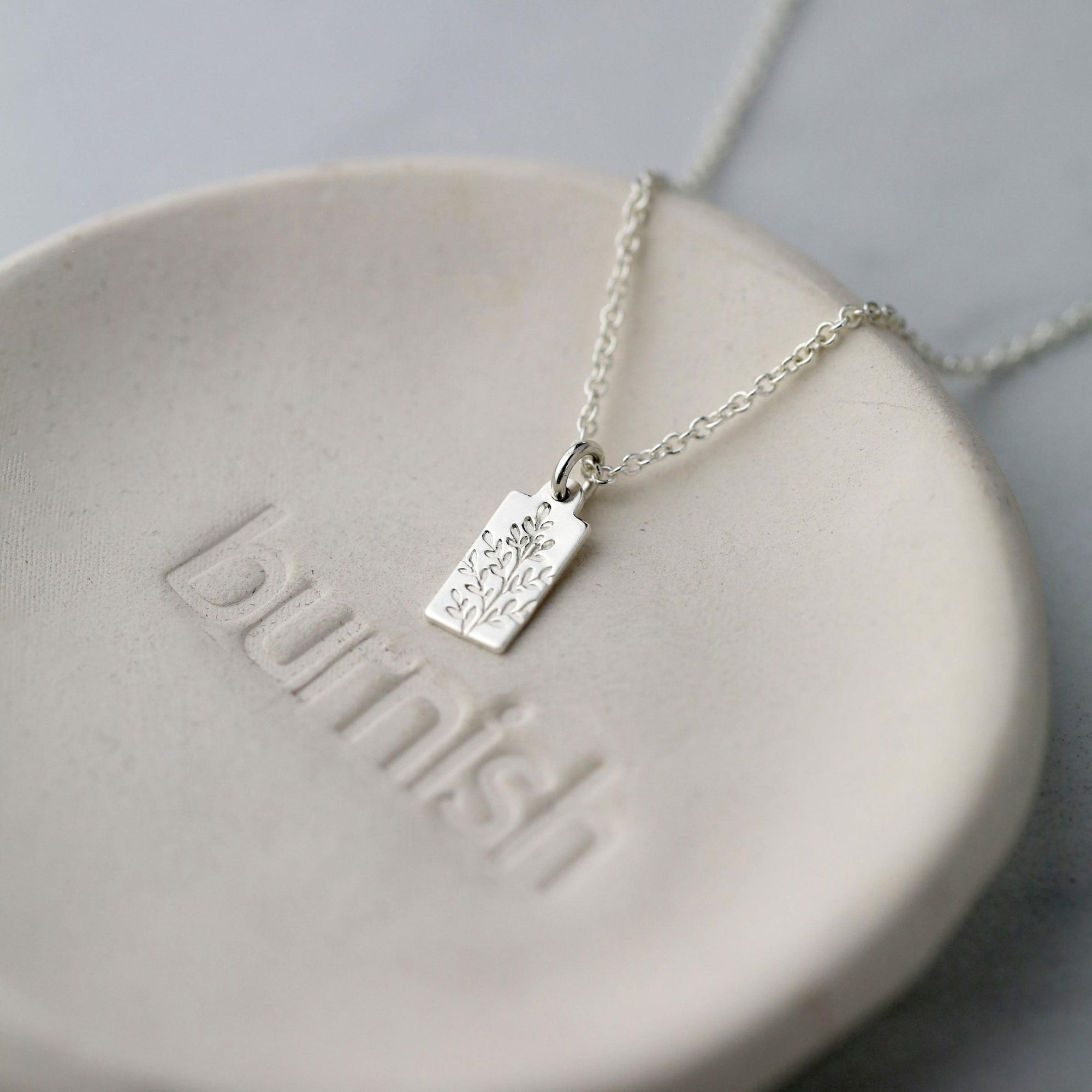 Wildflower Tiny Tag Necklace jewelry handmade by Burnish