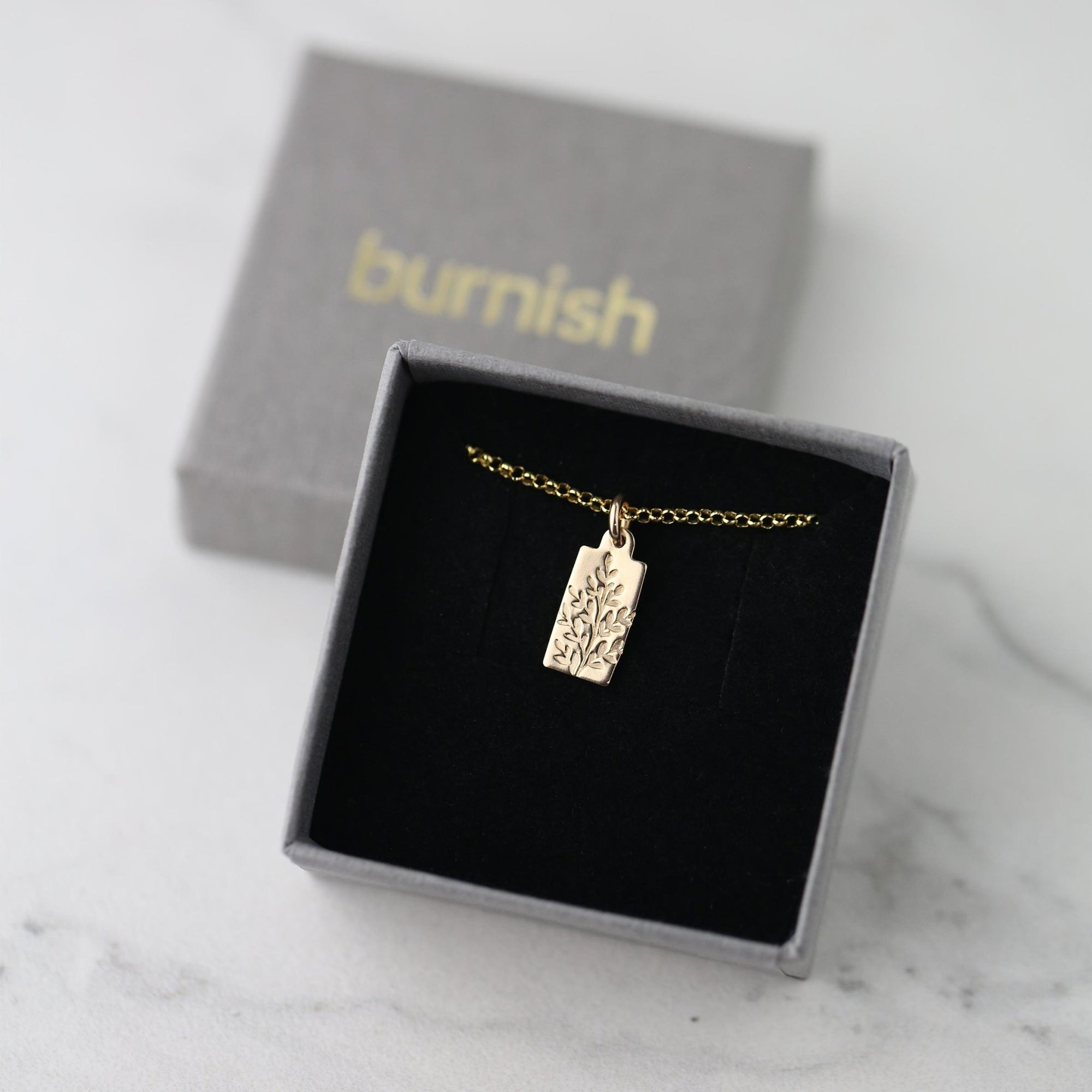 Wildflower Tiny Tag Necklace jewelry handmade by Burnish