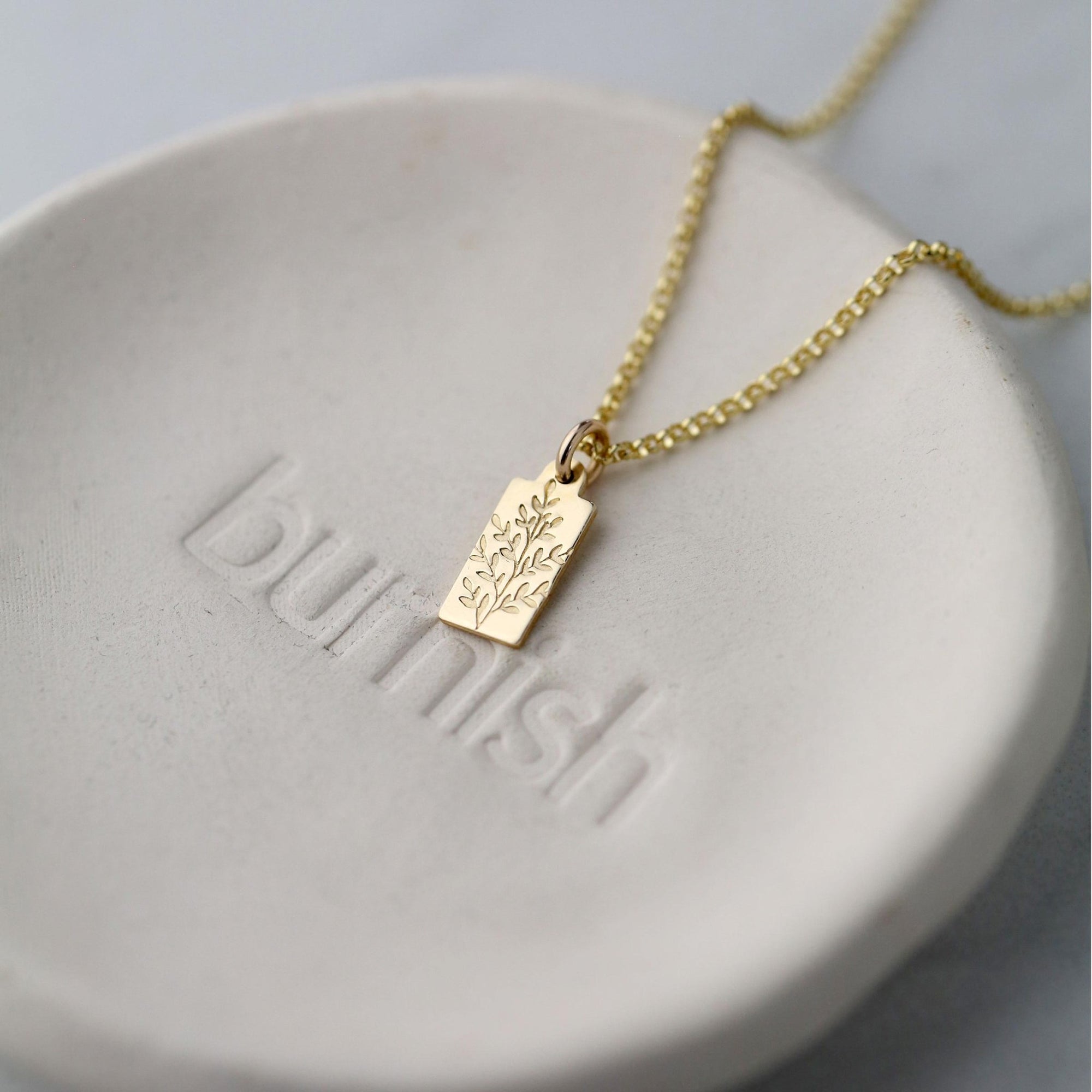 Wildflower Tiny Tag Necklace jewelry handmade by Burnish