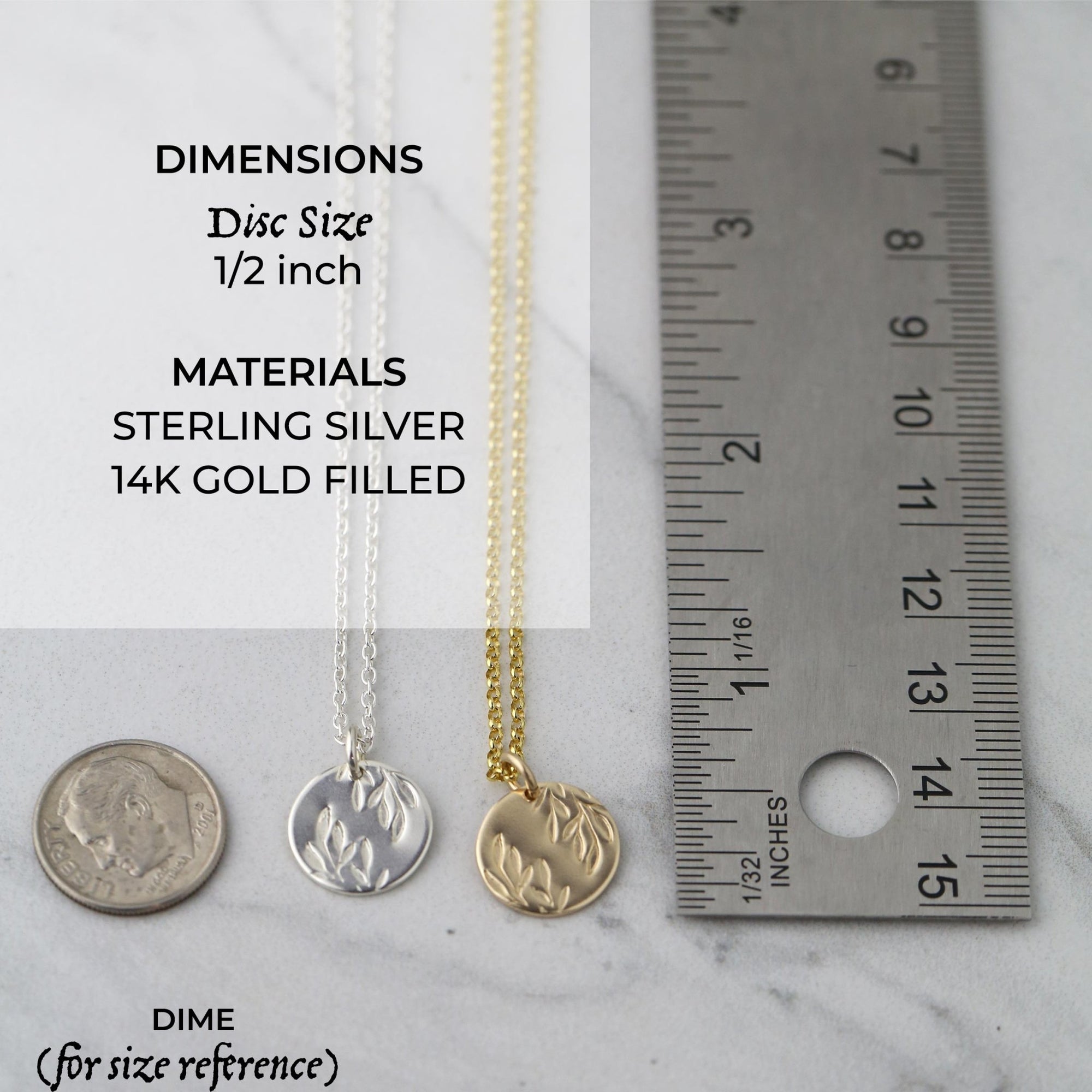 Willow Leaves Disc Necklace jewelry handmade by Burnish