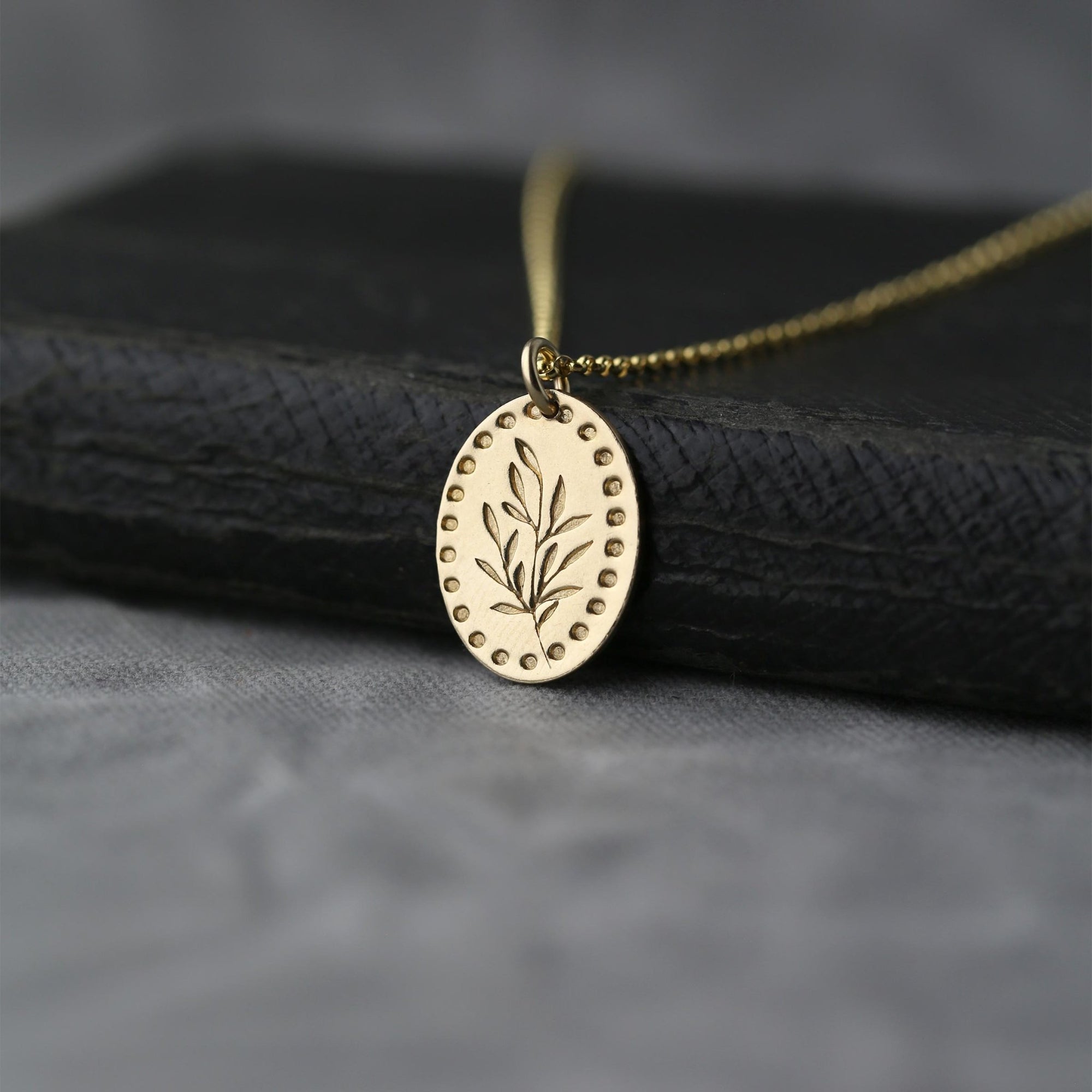 Willow Leaves Oval Necklace jewelry handmade by Burnish