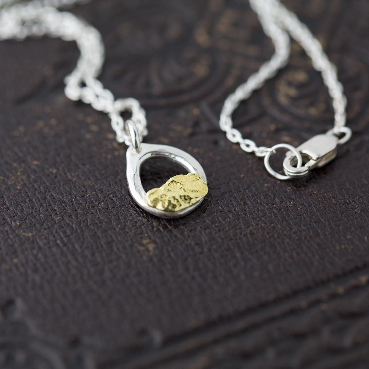 Alaska Gold Nugget &amp; Sterling Silver Necklace - Handmade Jewelry by Burnish